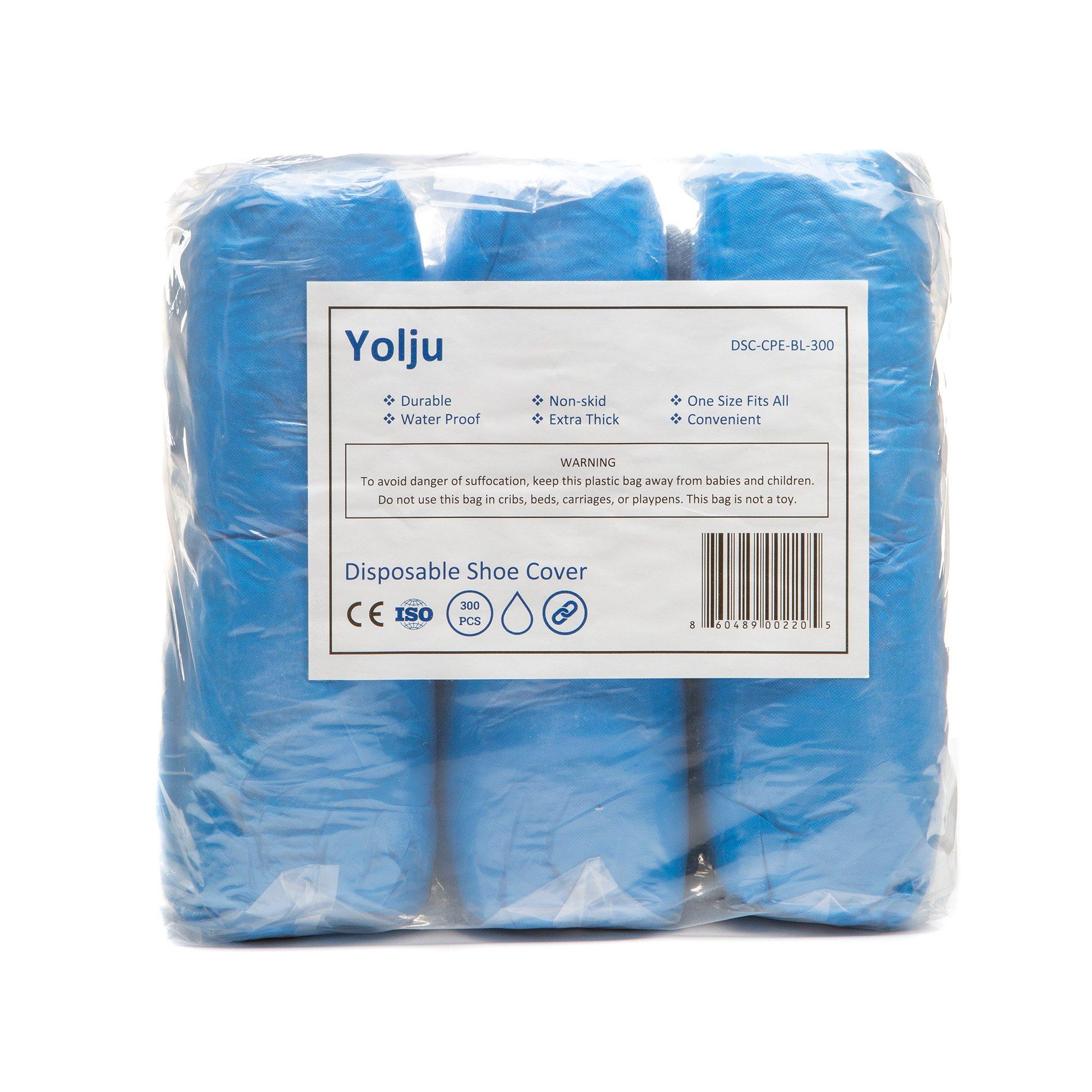 Yolju 300 Pack Disposable Shoe Covers with a Bonus Small Storage Box | Waterproof, Durable CPE Material - Image 2