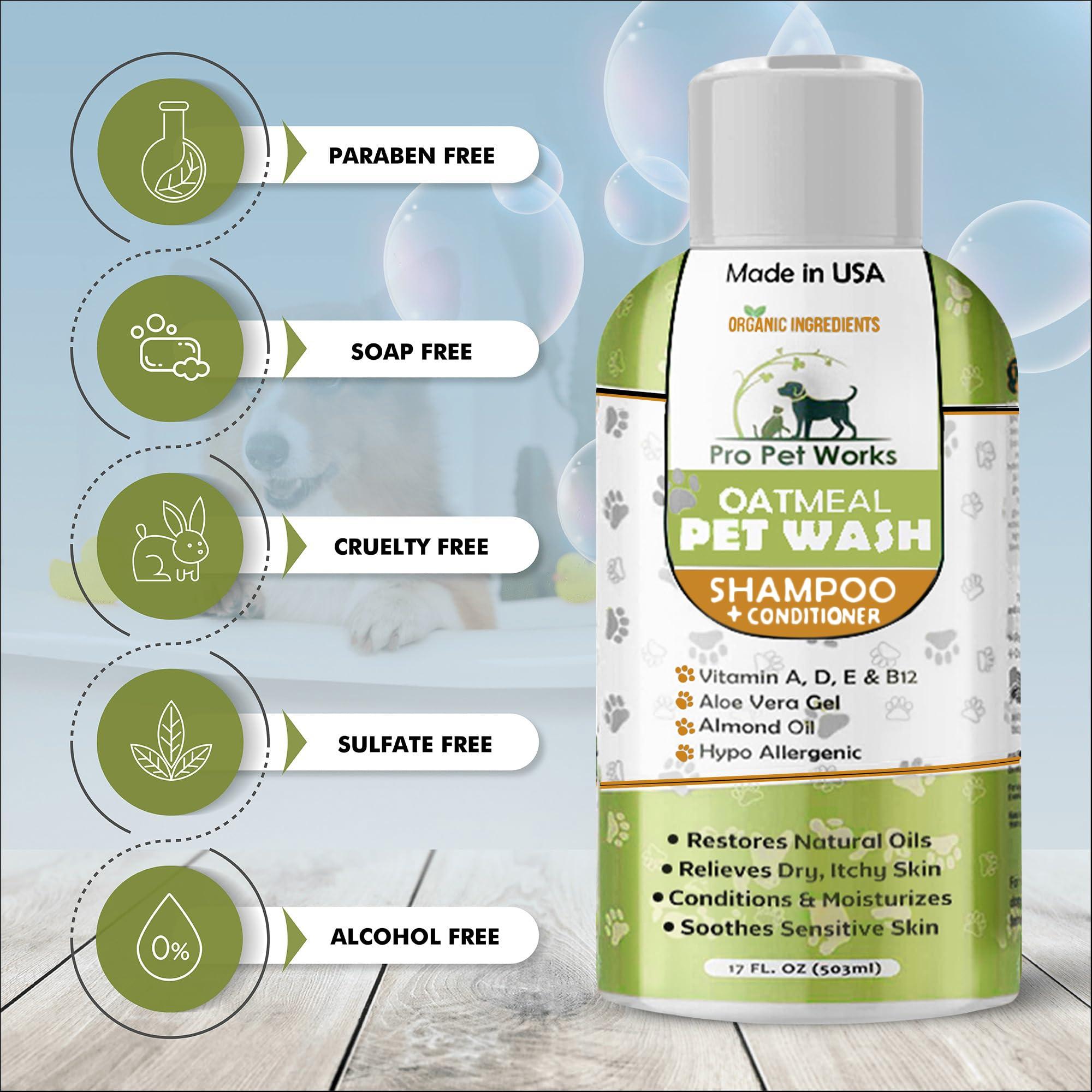 Oatmeal Dog Shampoo & Conditioner 17oz [USA] 5 in 1 Plant-Based Organic Sulfate-Free Soap-Free-Tearless Moisturizer for Dandruff Allergies & Itchy Dry Sensitive Skin-Puppy Grooming [Pro Pet Works] - Image 3