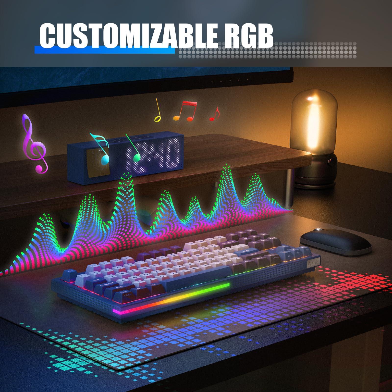 KEMOVE K87 Wireless TKL Mechanical Gaming Keyboard, Hot-swappable, RGB Backlit, Programmable, Bluetooth/2.4GHz/USB-C, 80% 87 Keys Compact Keyboard with Tactile Brown Switch for Windows/Mac/Linux - Image 5