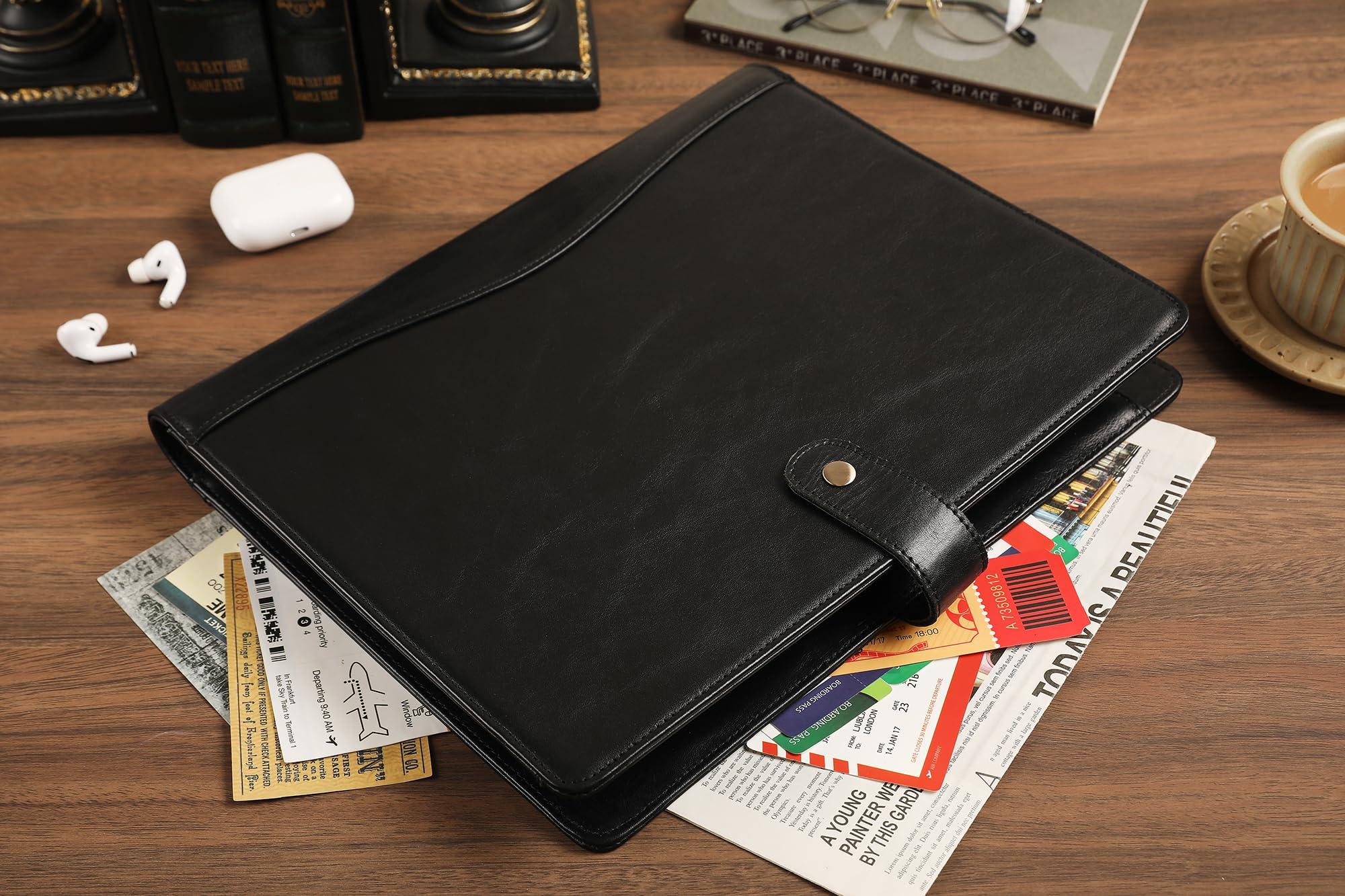 Personalized Leather Padfolio for Men - Business Portfolio with Clipboard, Engraved Legal Pad Folio Folder, A4 Letter Size Ideal Business and Corporate Gifts, Oil Black - Custom - Image 8