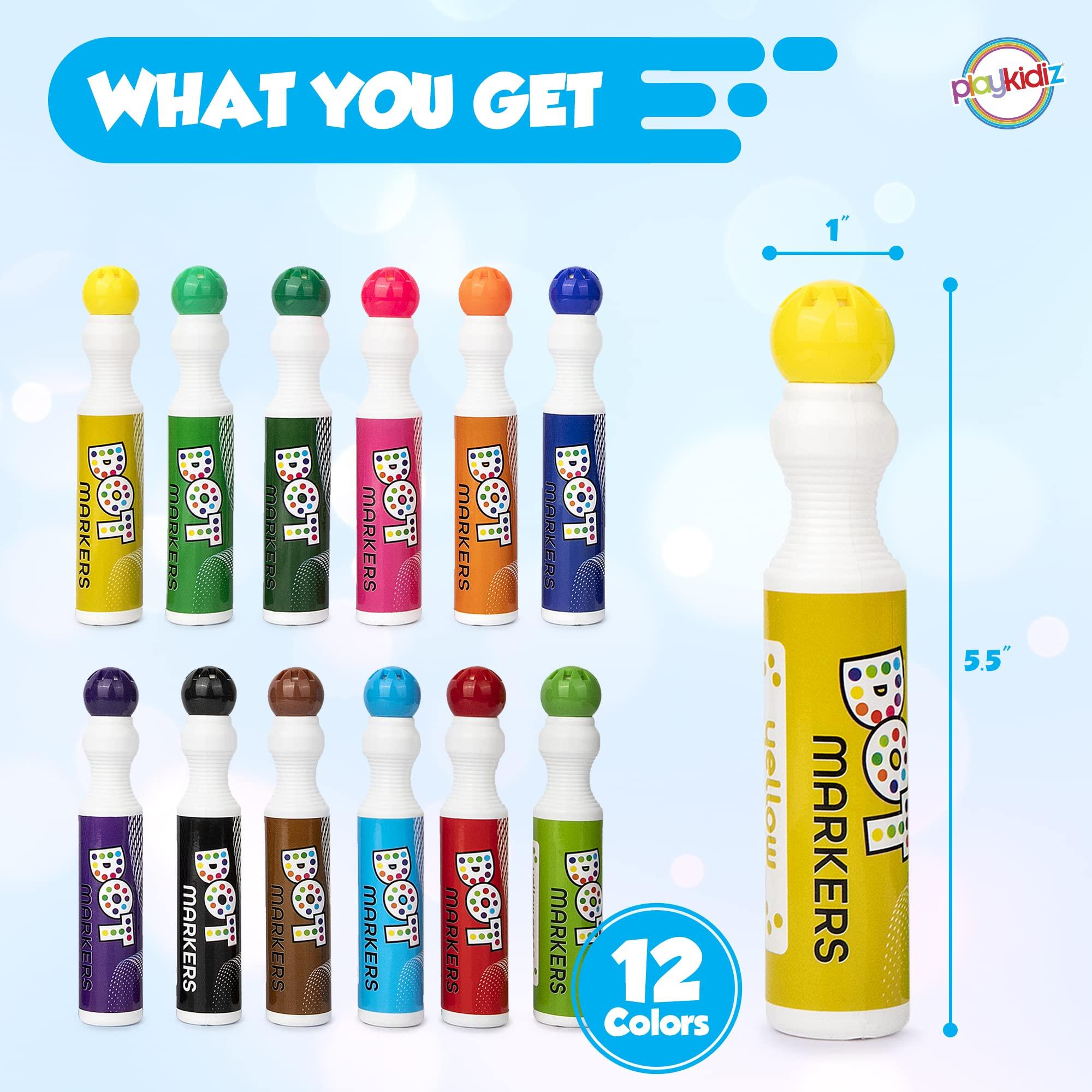 Darice Washable Dot Markers for Toddlers, 12 Colors (40ml 1.35oz) Paint Marker Dot Art Set, Water Based Non-Toxic Bingo Daubers for Kids - Image 2