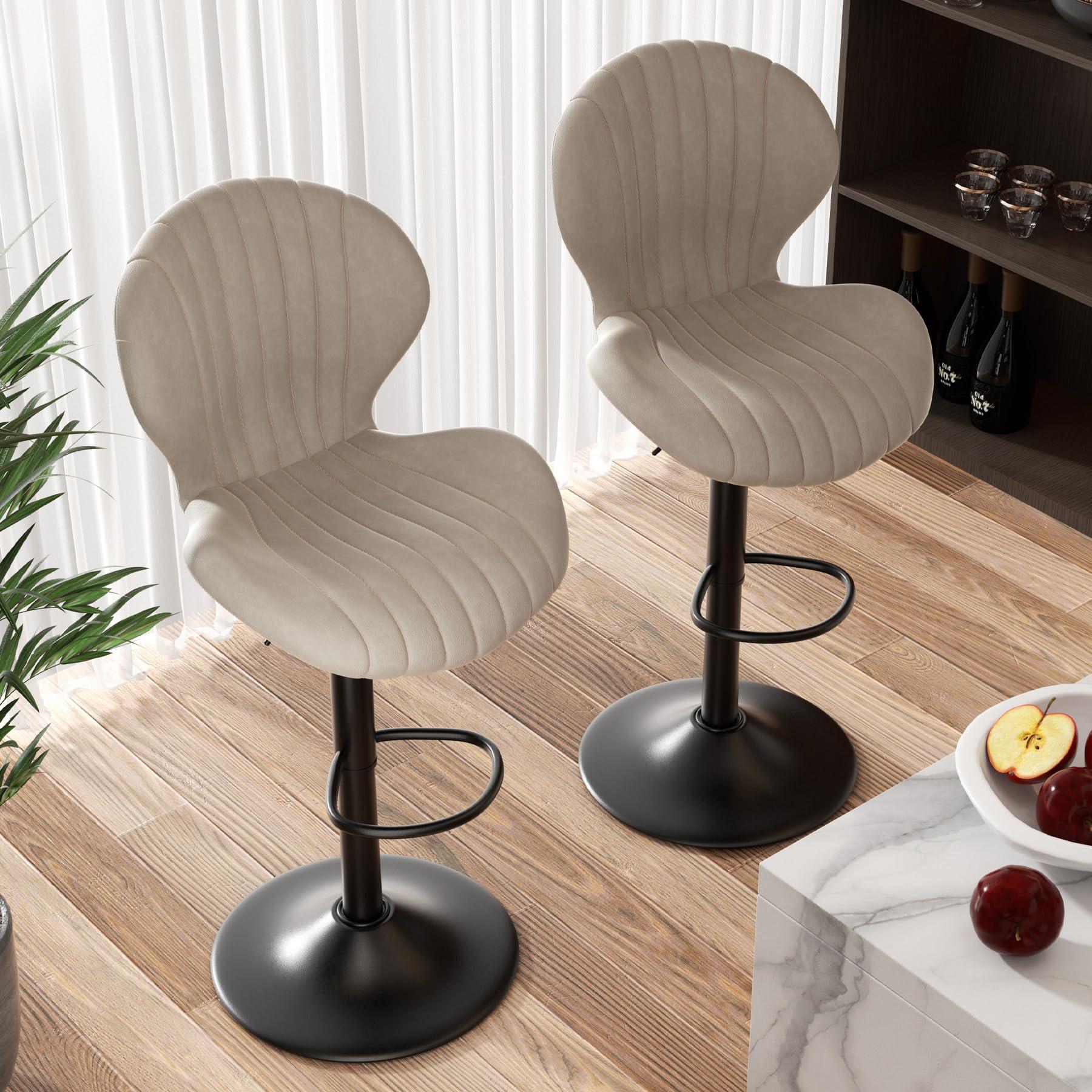 Nalupatio Bar Stools Set of 2 Modern Swivel Bar Chairs, Barstools Counter Height with High Backrest, Easy 3-5 Minute Assembly for Bar, Kitchen, Dining Room Beige - Image 3