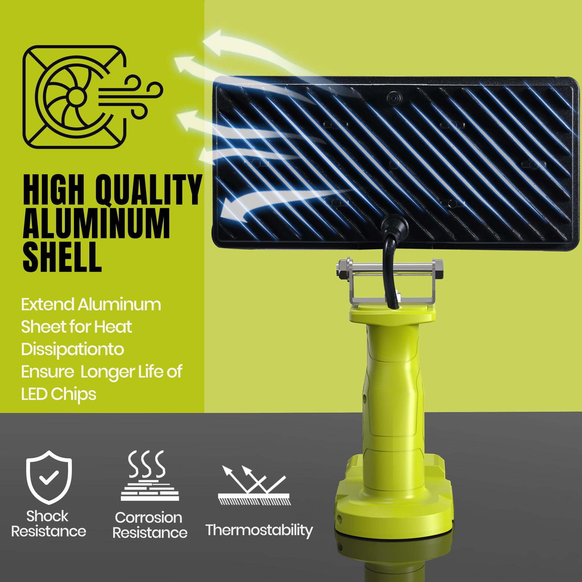 Cordless Work Light, 4000 Lumen Flashlight, Compatible with Batteries Ryobi 18V, 35W Super Bright LED, Perfect for Garage, Camping, Fishing & Emergencies, 10x5x6 inches, Durable & Portable - Image 6