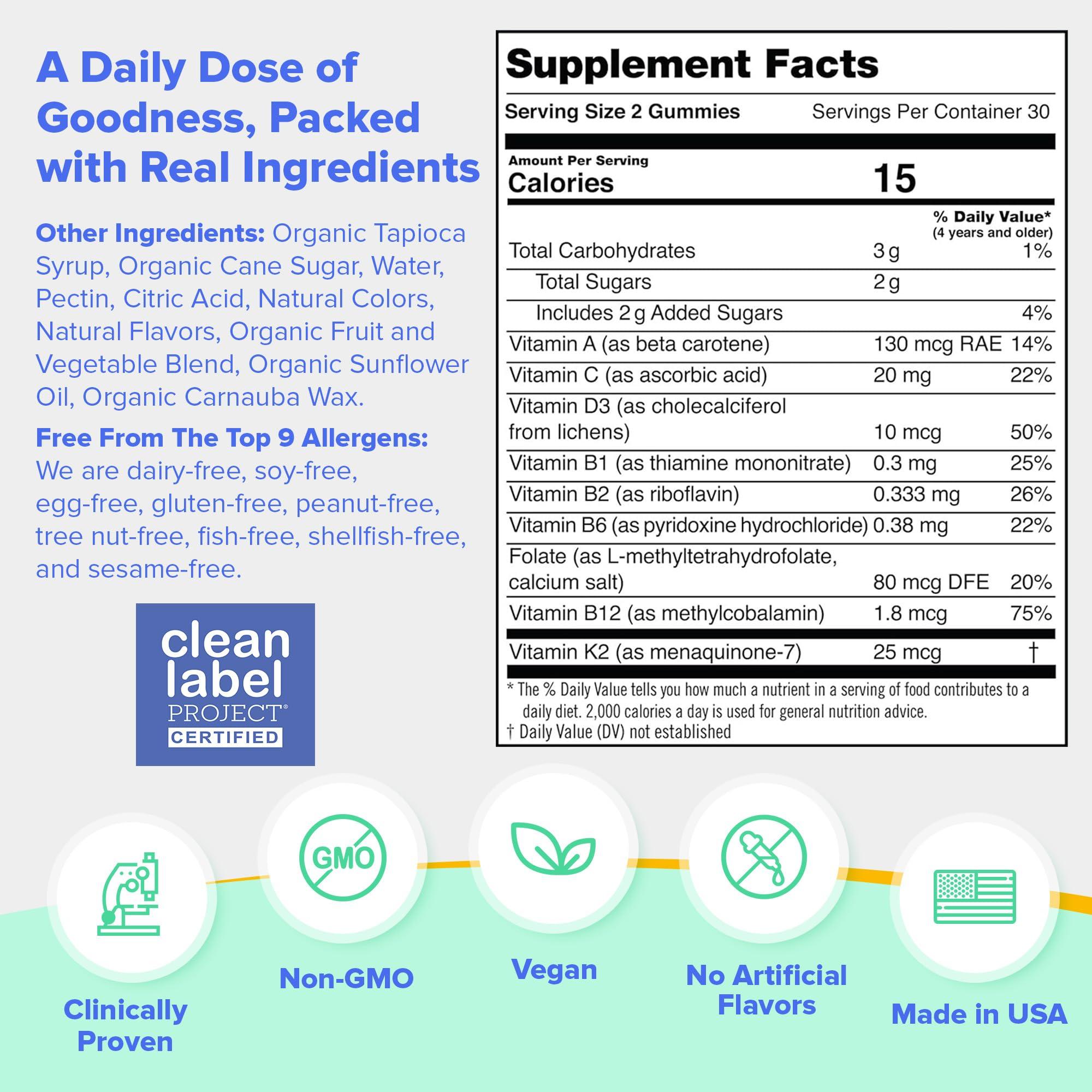 First Day Kids Multivitamin Gummies Age 4+, Strawberry & Orange - Kids Vitamins Multivitamin Gummy A C D3 K2 B1 B2 B6 B12 Folate, Immunity & Brain Function, Vegan - 30 Day Supply, Packaging May Vary - Image 5