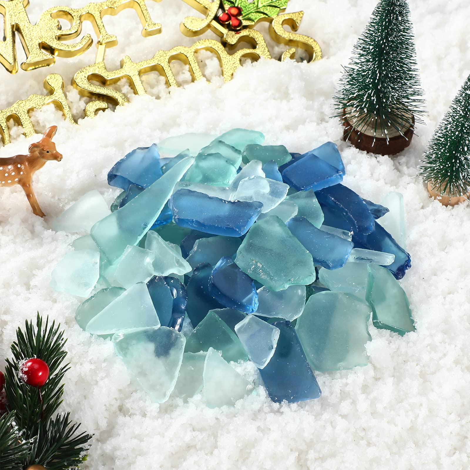 Jetec Sea Glass for Crafts Seaglass Pieces Decor Flat Frosted Sea Glass Vase Filler Crushed for Beach Wedding Party Decor Home Aquarium DIY Art Craft Supplies(Blue, White, Green) - Image 2