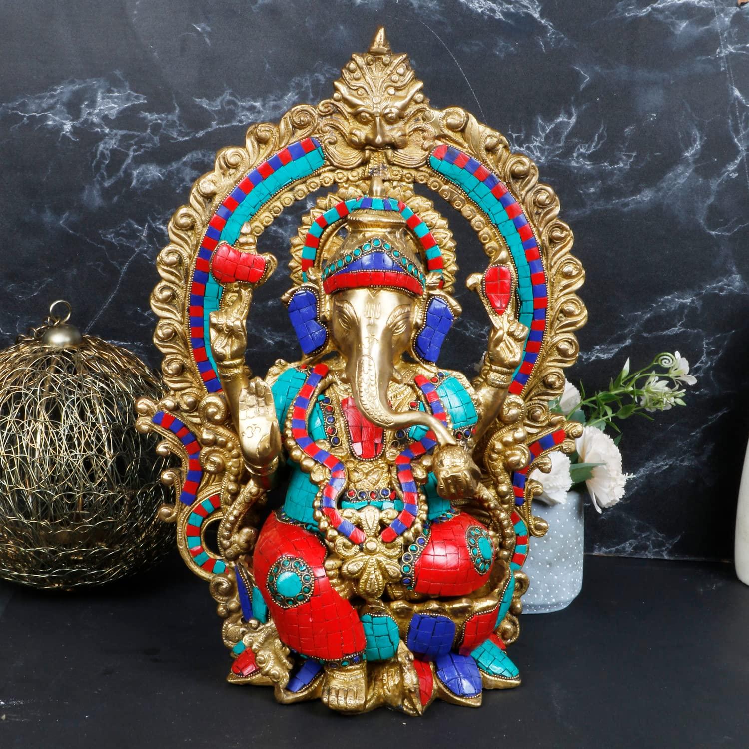 Amilav Collections Brass Ganesha Bhagwan Big Mangalkari Ganesh Statue for Home Entrance Decor Ganpati Idol Murti Marriage Gift 15 Inches - Image 2