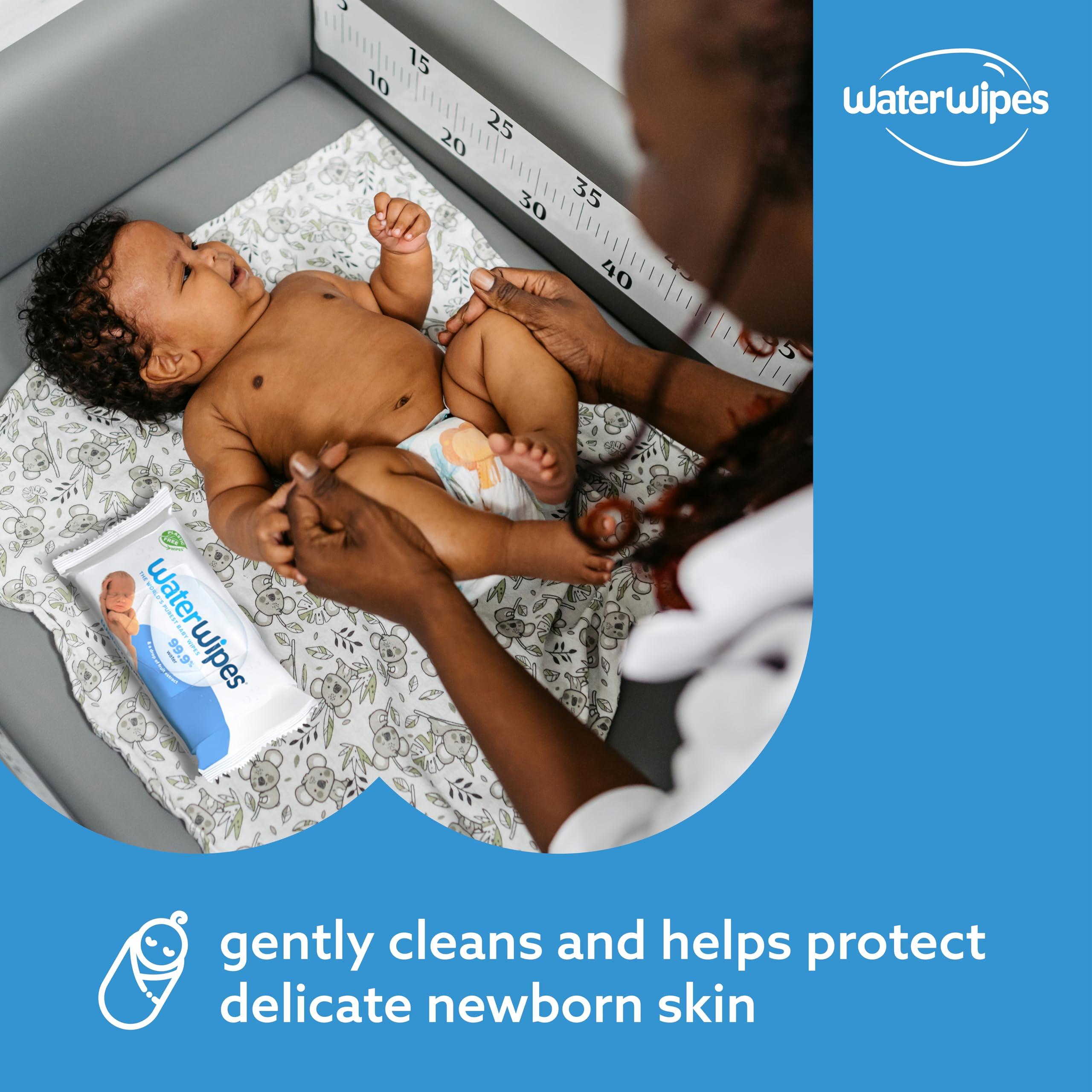WaterWipes Plastic-Free Original Baby Wipes, 99.9% Water Based Wipes, Unscented & Hypoallergenic for Sensitive Skin, 60 Count (Pack of 12), Packaging May Vary - Image 4