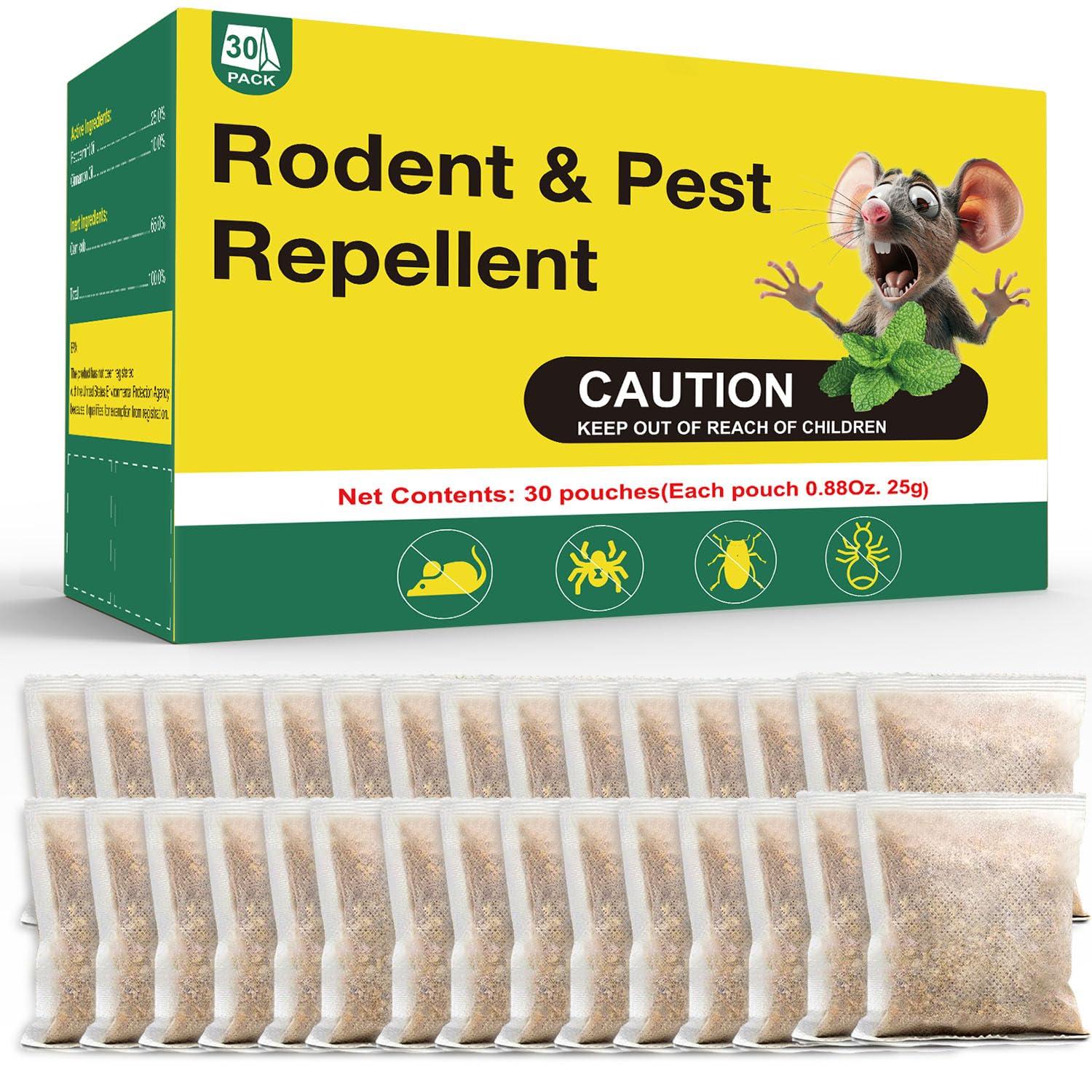Mouse Repellent Deterrent, Humane Pest Control, Rodent Mouse Repellent with Natural Plant Peppermint Oil, 15 Pack