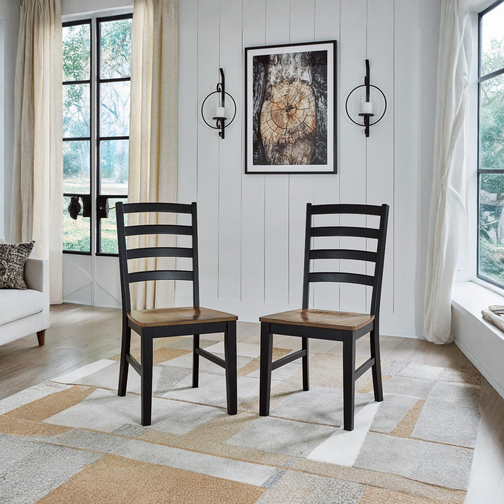 Signature Design by Ashley Wildenauer Rustic Armless Dining Chair, Set of 2, Black & Light Brown - Image 2