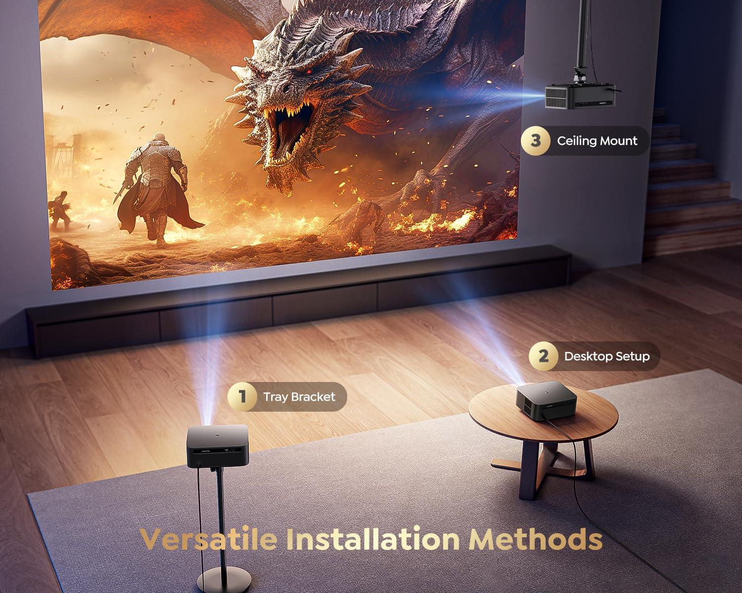[1200 ANSI/Google TV/Voice Control]Smart Projector with WiFi 6 and Bluetooth, Netflix-Licensed 4K Support, Outdoor Movie Proyector, 1080P Home Ceiling Auto Focus Projector, PUTRIMS K12 Gray - Image 6