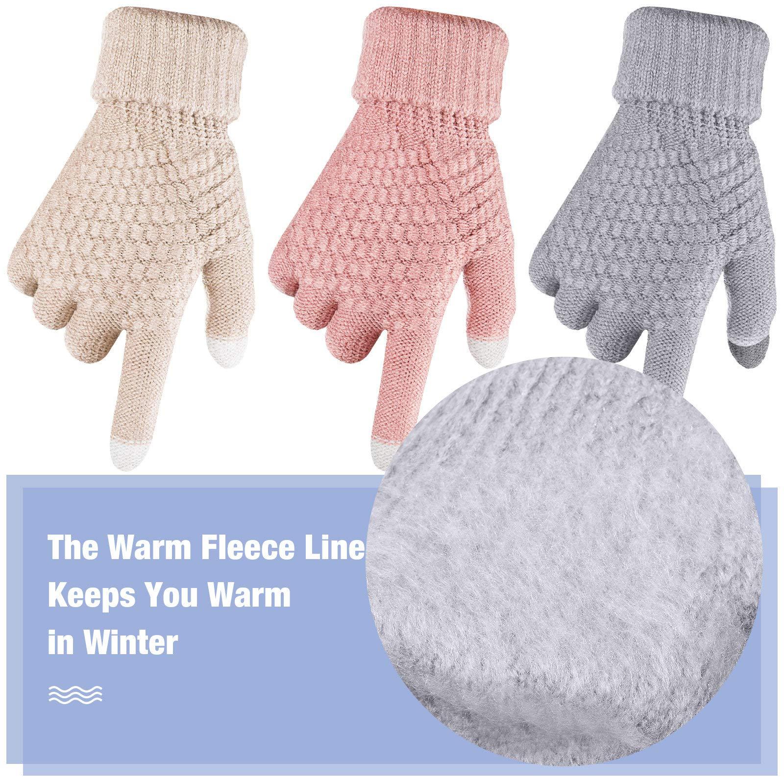 Geyoga 4 Pairs Women's Winter Touch Screen Gloves Soft Warm Fleece Lined Knit Elastic Cuff Texting Gloves - Image 4