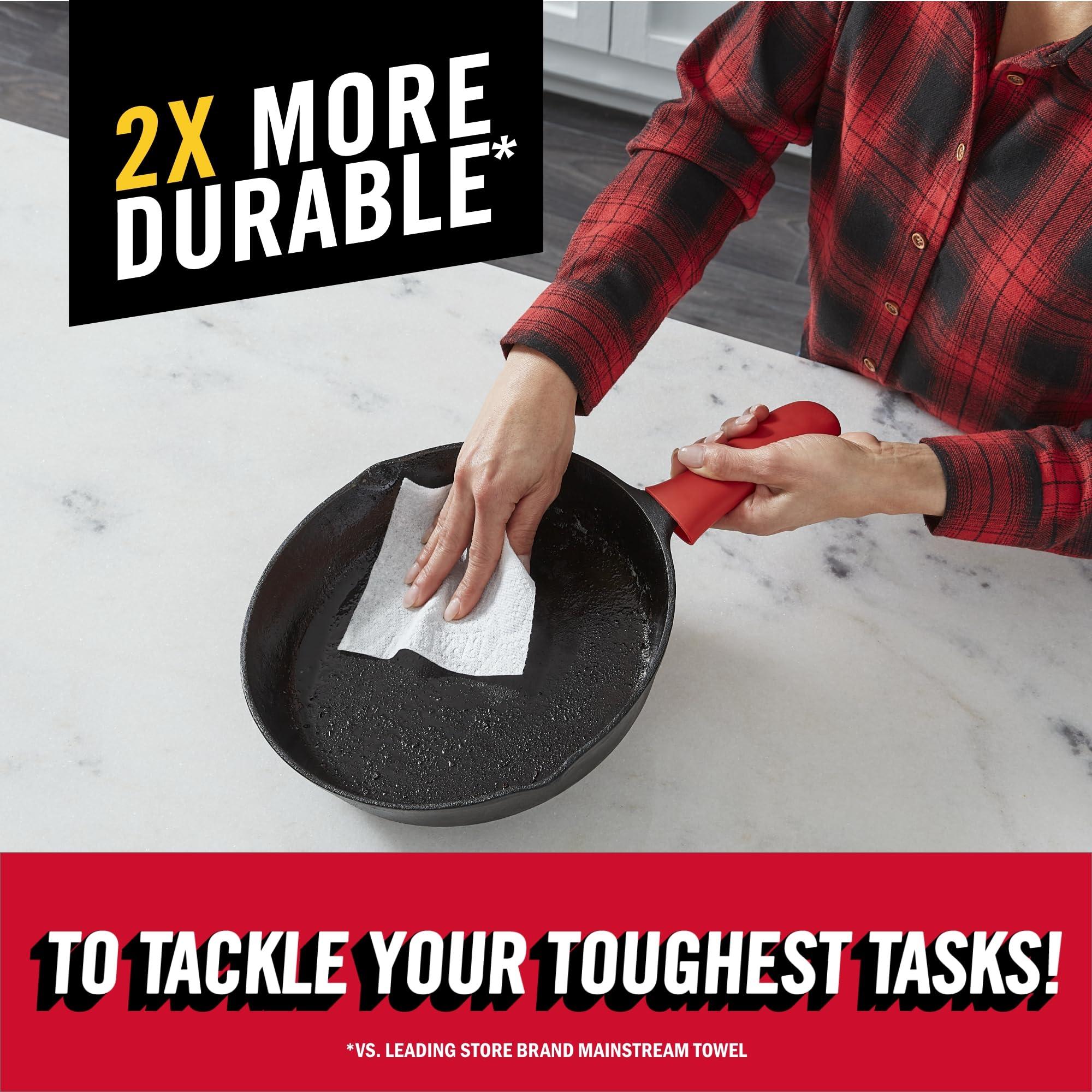 Brawny Tear-A-Square Paper Towels, 12 Family Rolls = 30 Regular Rolls, 2X More Durable*, 3 Sheet Sizes, Strong and absorbent extra-large roll - Image 6