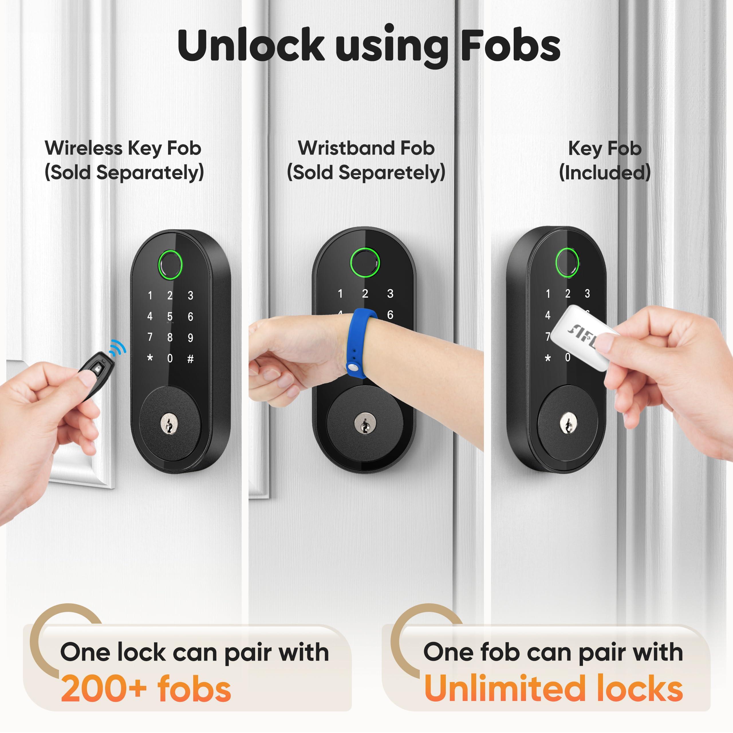 Keyless-Entry Fingerprint Deadbolt Smart Lock: Sifely Keyless Entry Door Lock, Digital Door Keypad, Electronic Deadbolt with Fingerprint & Code Access, Auto Locking, Easy to Install (Black) - Image 4