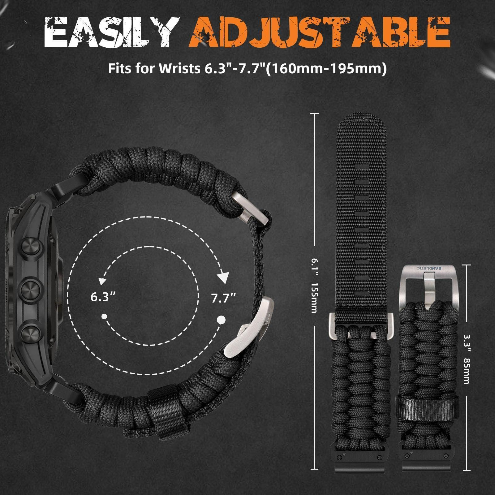 Tactical Rugged Nylon Band + Paracord Band Compatible with Garmin Instinct Watch Band - Image 5