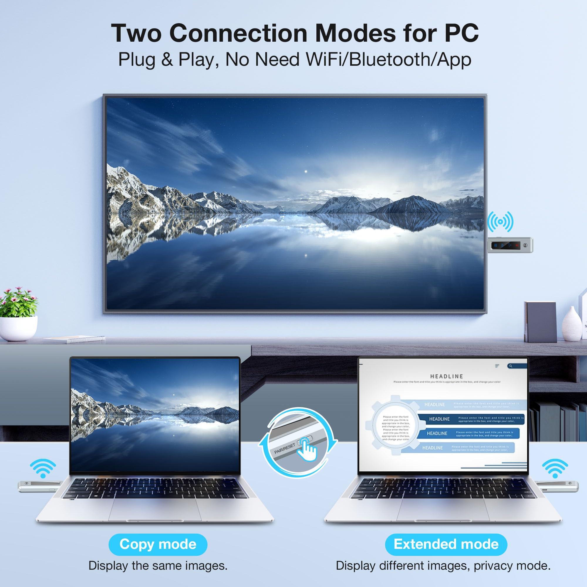 Wireless HDMI Transmitter and Receiver, HD Extender Plug & Play Portable 2.4G/5G with LED Screen Wireless HDMI Kit for Streaming Video and Audio to Monitor from Laptop/PC/TV Box/Projector - Image 4