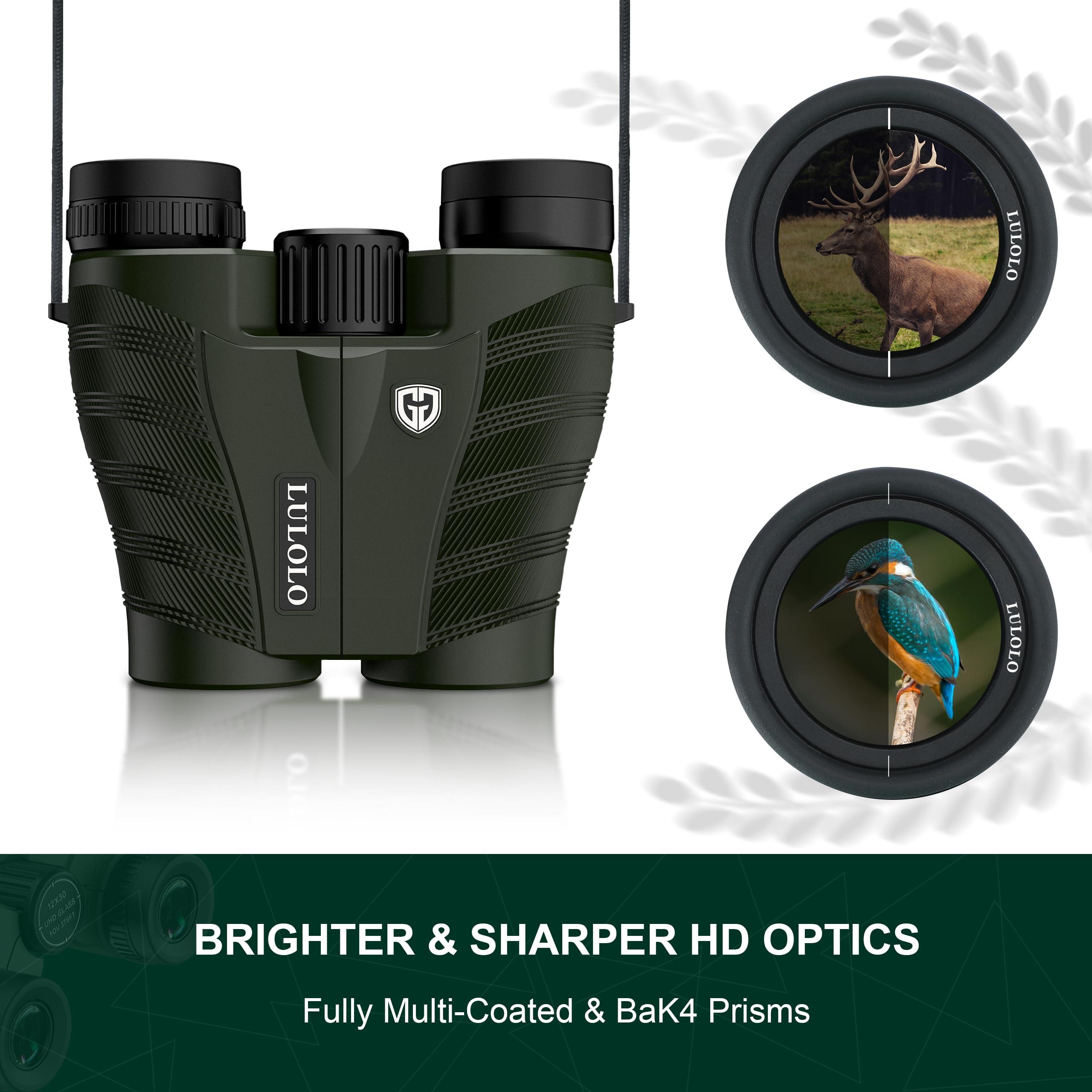 12x30 Compact HD Binoculars for Adults High Powered - Large View Binoculars with Clear Low Light Vision - Super Bright Lightweight & Waterproof Binocular for Bird Watching Travel Hunting - Image 2