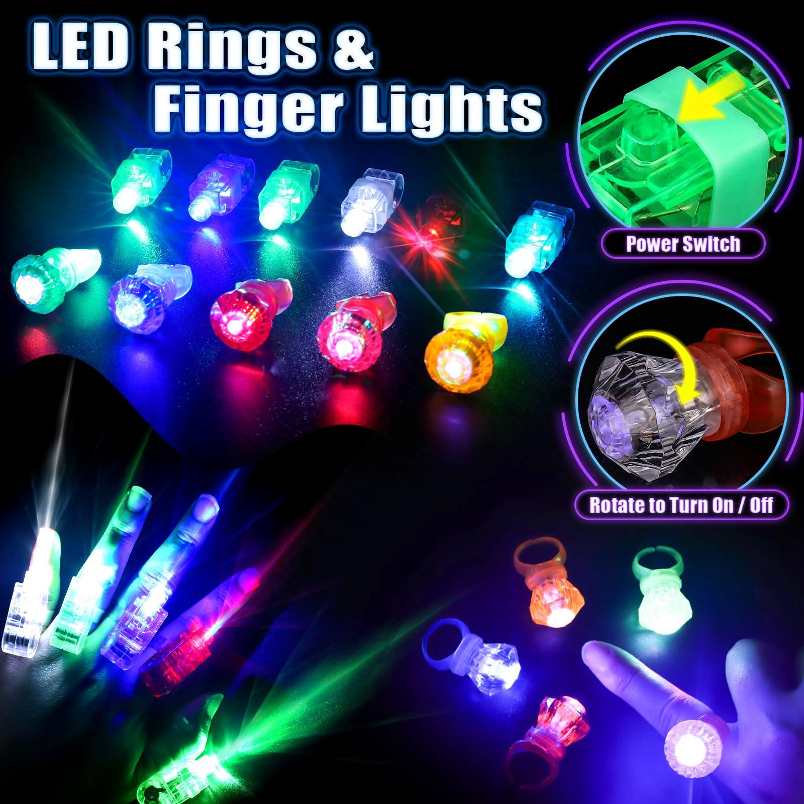 Glow in the Dark Party Supplies for Kids Adults, Light Up Party Favors with 57 LED Light Up Toys, 100 Glow Sticks Bulk DIY Glow Necklaces Glasses Bracelets Headband, Neon Party Supplies & Decorations - Image 4