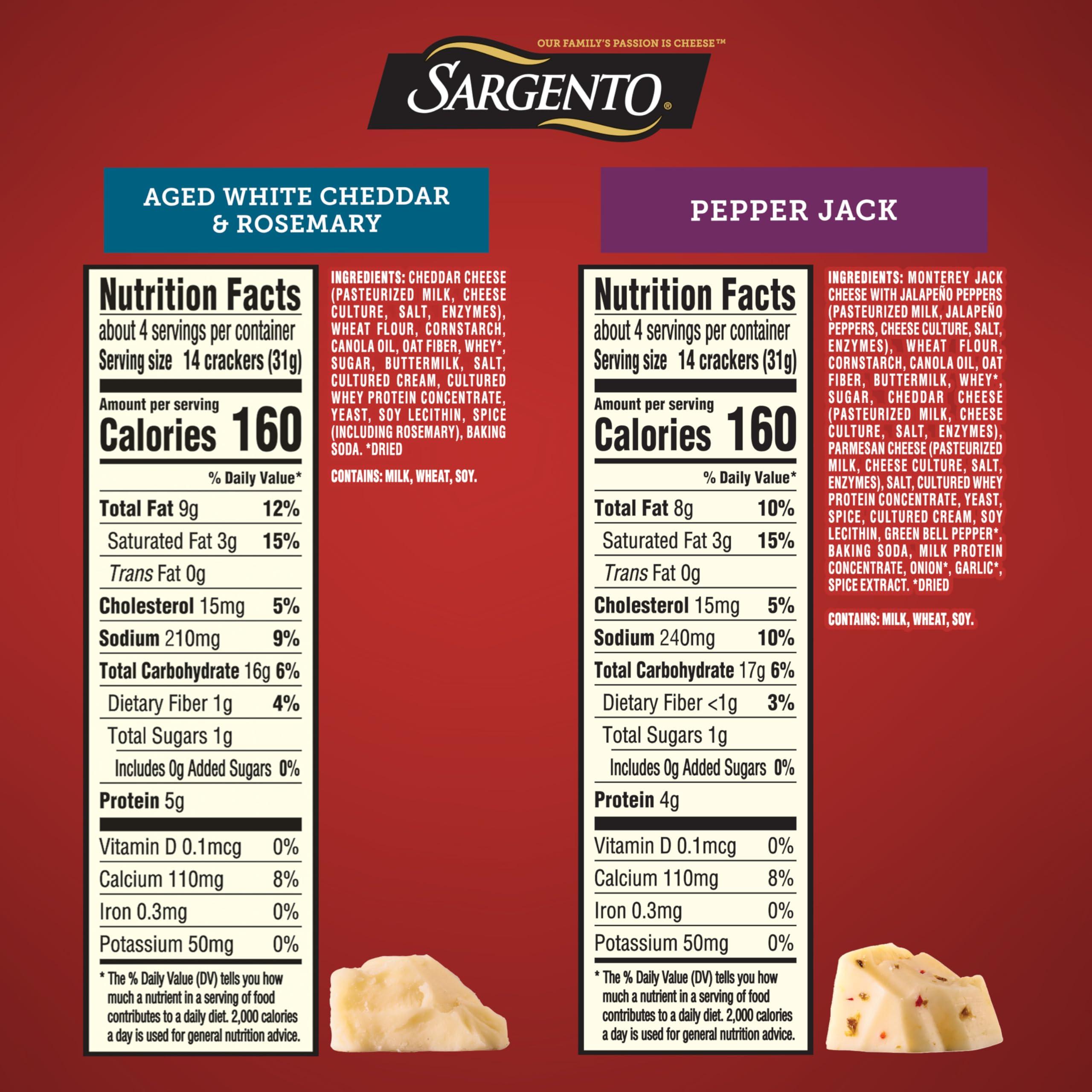 Sargento® Cheese Bakes Crackers Variety Pack, Aged White Cheddar and Rosemary and Pepper Jack, Cheese Crackers, Lunch Snacks, Bulk Snacks, 3 Bags - Image 2