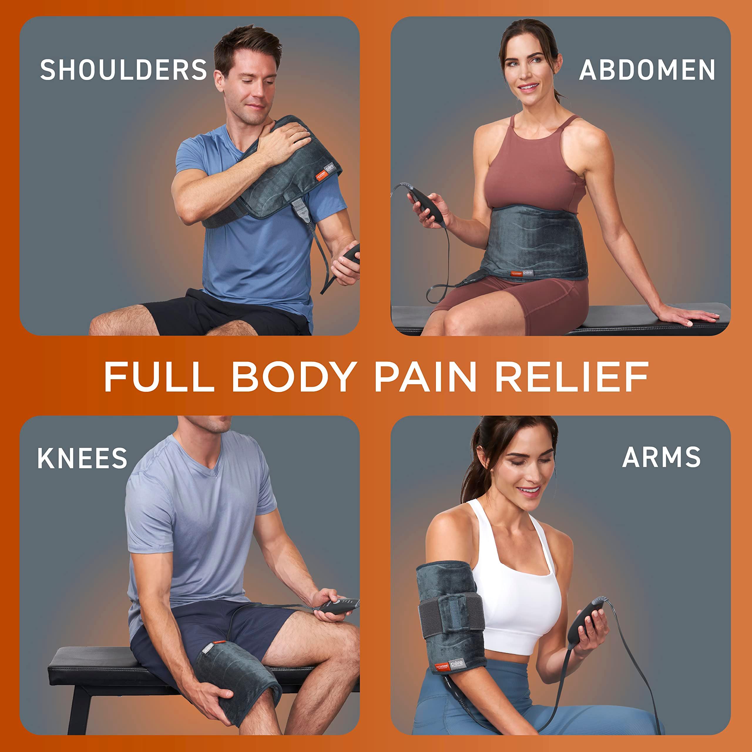 Pure Enrichment PureRelief Pro Far Infrared Universal Heat Wrap - Deep Muscle Relief for Back, Neck, Shoulder, & Knee Pain in Athletes, 4 Heat Settings, Dry/Moist Heat, Lumbar Heating Pad (Iron Gray) - Image 4
