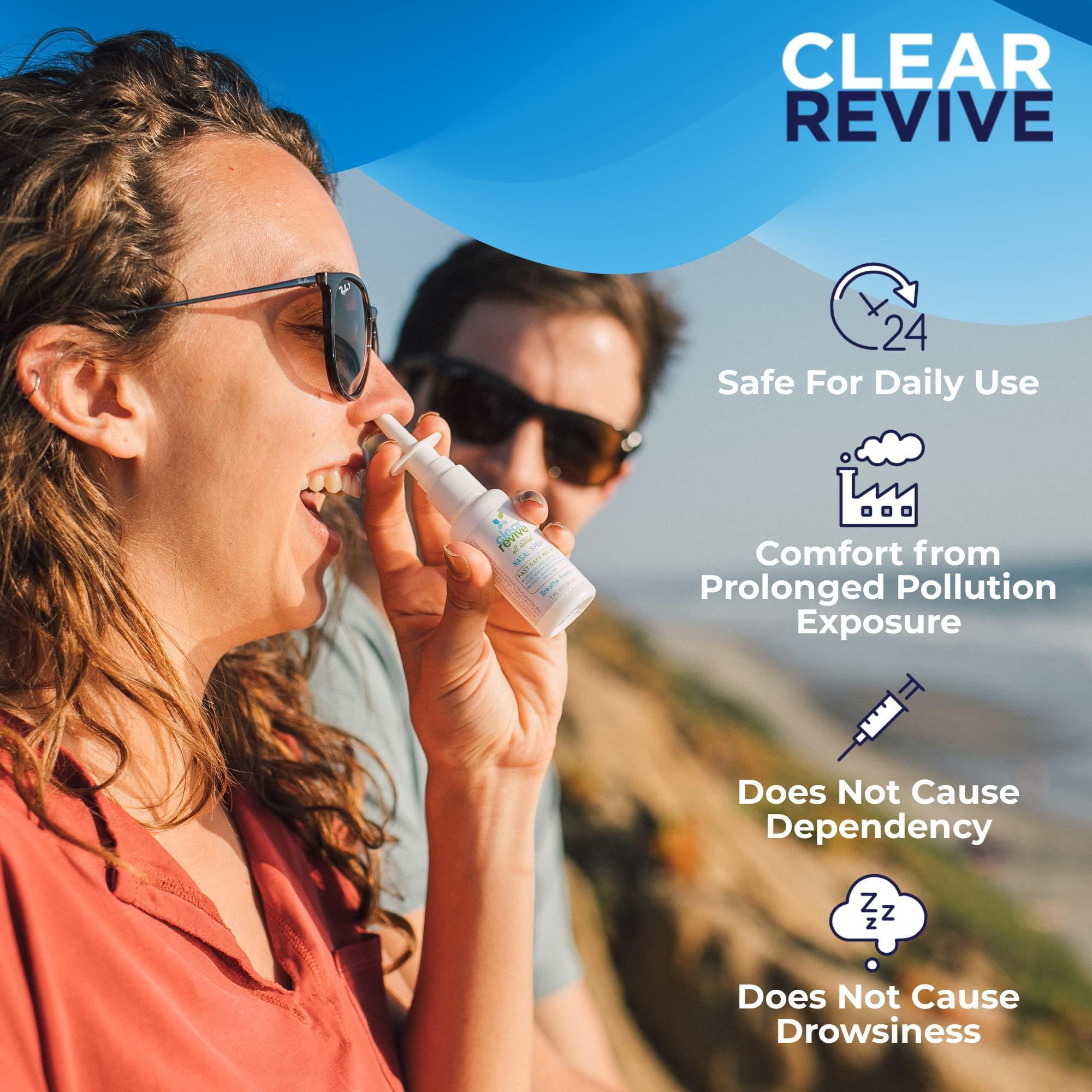 Clear Revive Nasal Spray, Allergy Relief, Fast Relief of Nasal and Sinus Irritation, Dryness and Mucus Removal, Non Drowsy and Zero Dependency Formula (Adult, 1pk) - Image 6