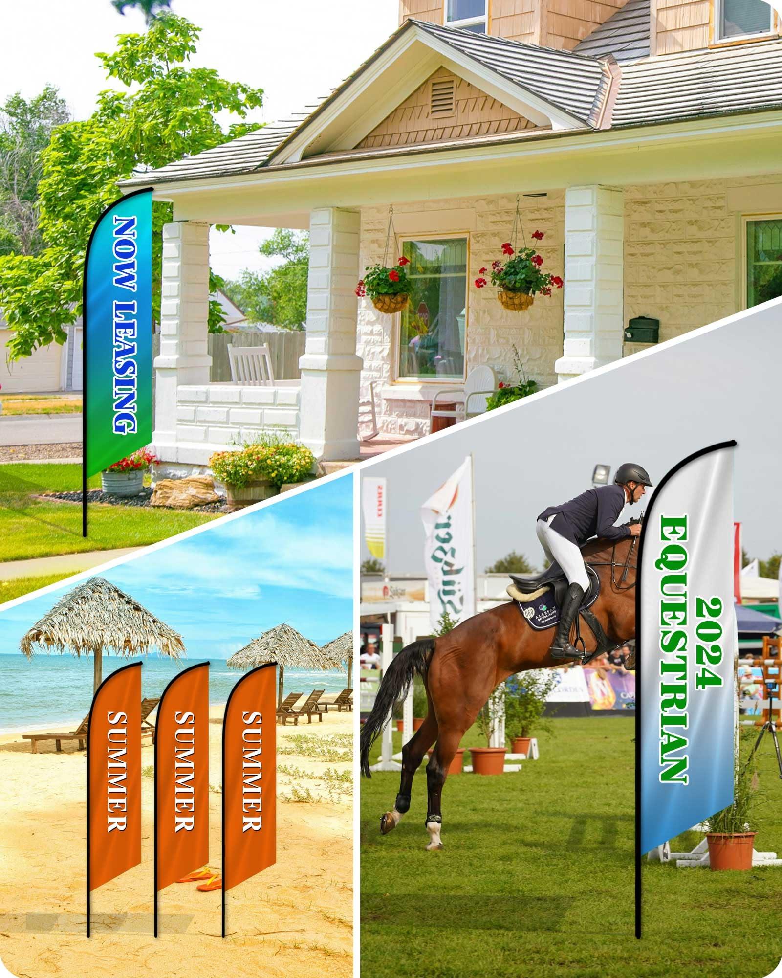 Custom Advertising Feather Flags for Business Outside, Personalized Single/Double Sided Feather Banner Flags with Text Logo, Customized Open Swooper Flag (50200cm/1.66.6FT) - Image 6