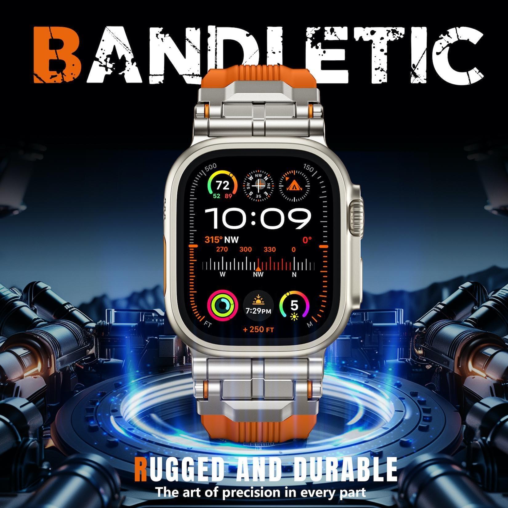 Bandletic R-Steel Sport Band Compatible with Apple Watch Ultra 2/Ultra Band 49mm/46mm/45mm/44mm/42mm(3/2/1) + R-Lite Fit Magnetic Band - Image 4