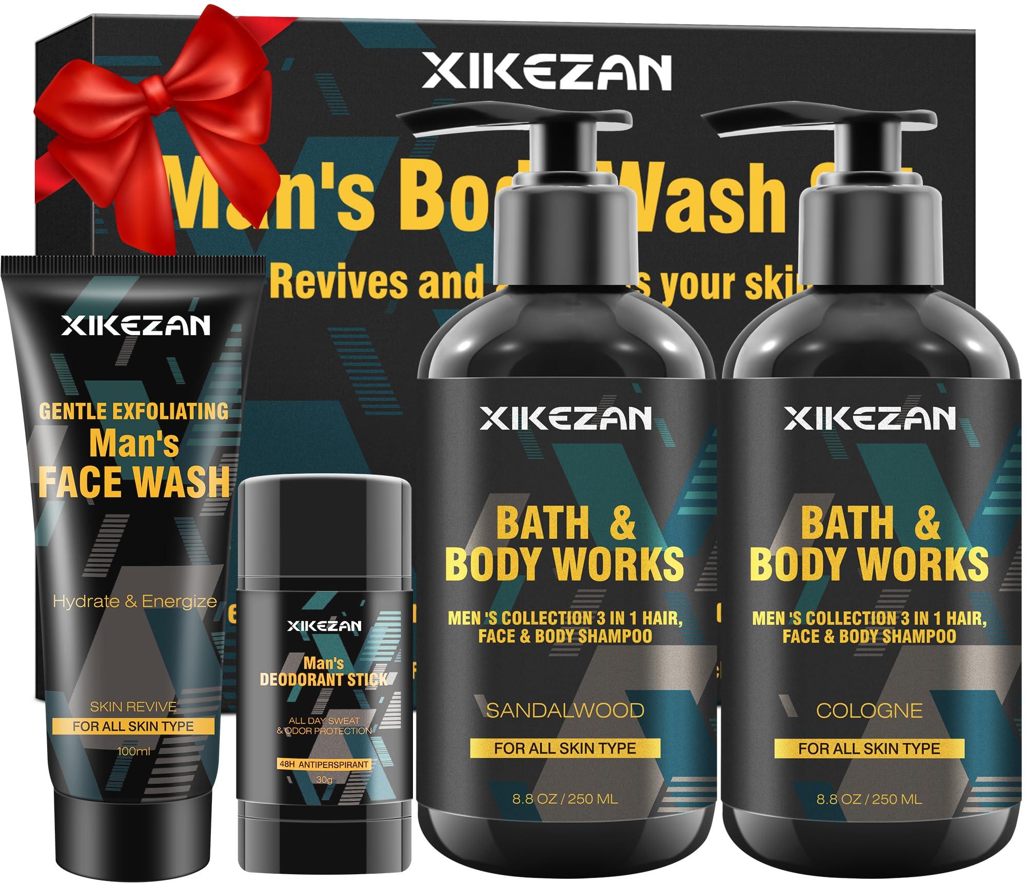 Gifts for Men,Mens Body Wash Gift Set Cleansing & Hydrating Skin w/Face Wash,Deodorant,Sandalwood & Cologne 3 in 1 Hair,Face & Body Wash,Mens Stocking Stuffers Christmas Gifts for Men Him Dad Husband - Image 1