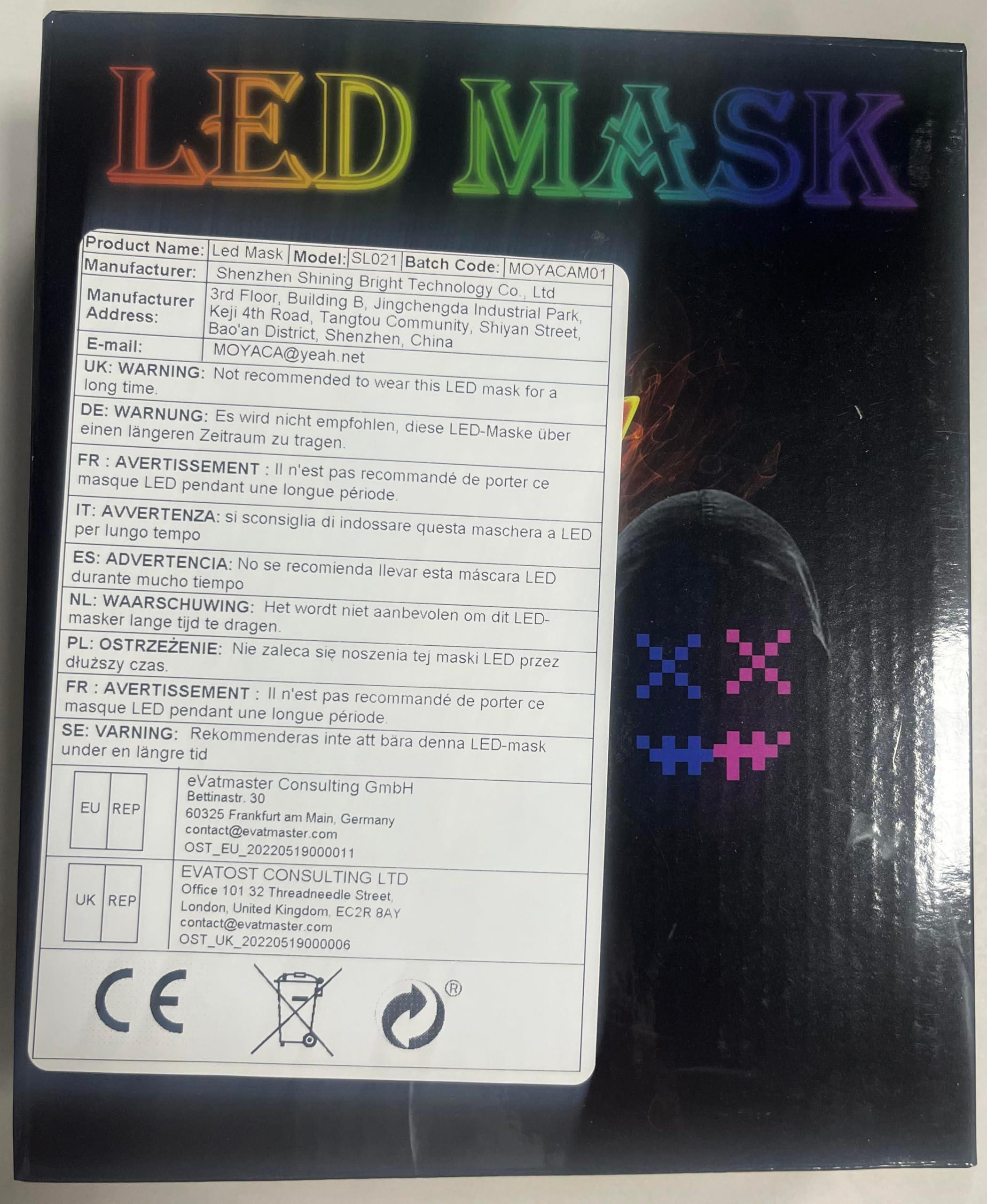 MOYACA Led Mask with Gesture Sensing,Light up mask for Kids/Men/Women LED Halloween Mask for Costume Cosplay Party - Image 8
