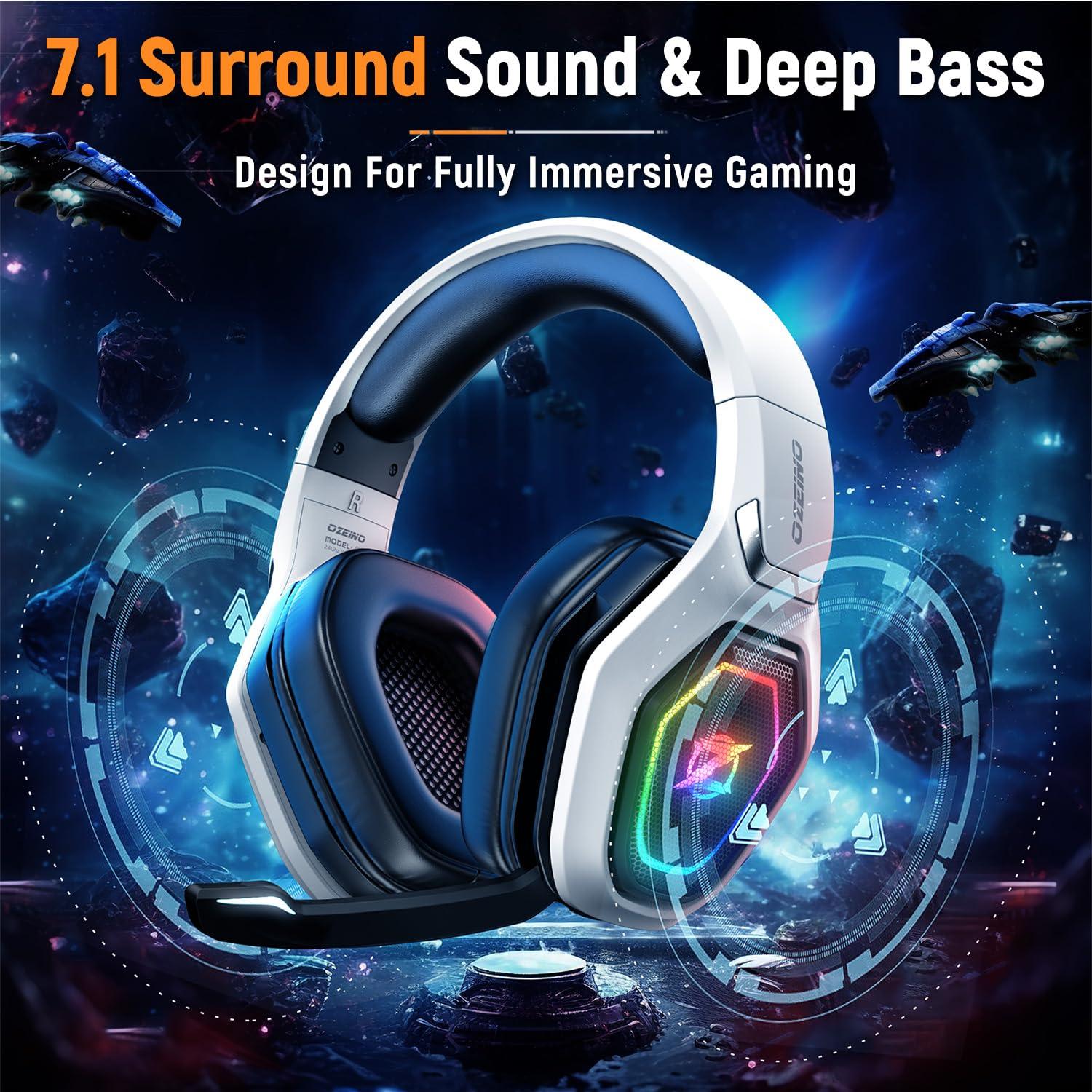 Ozeino 2.4GHz Wireless Gaming Headset for PC, Ps5, Ps4 - Lossless Audio USB & Type-C Ultra Stable Gaming Headphones with Flip Microphone, 40-Hr Battery Gamer Headset for Switch, Laptop, Mobile, Mac - Image 3