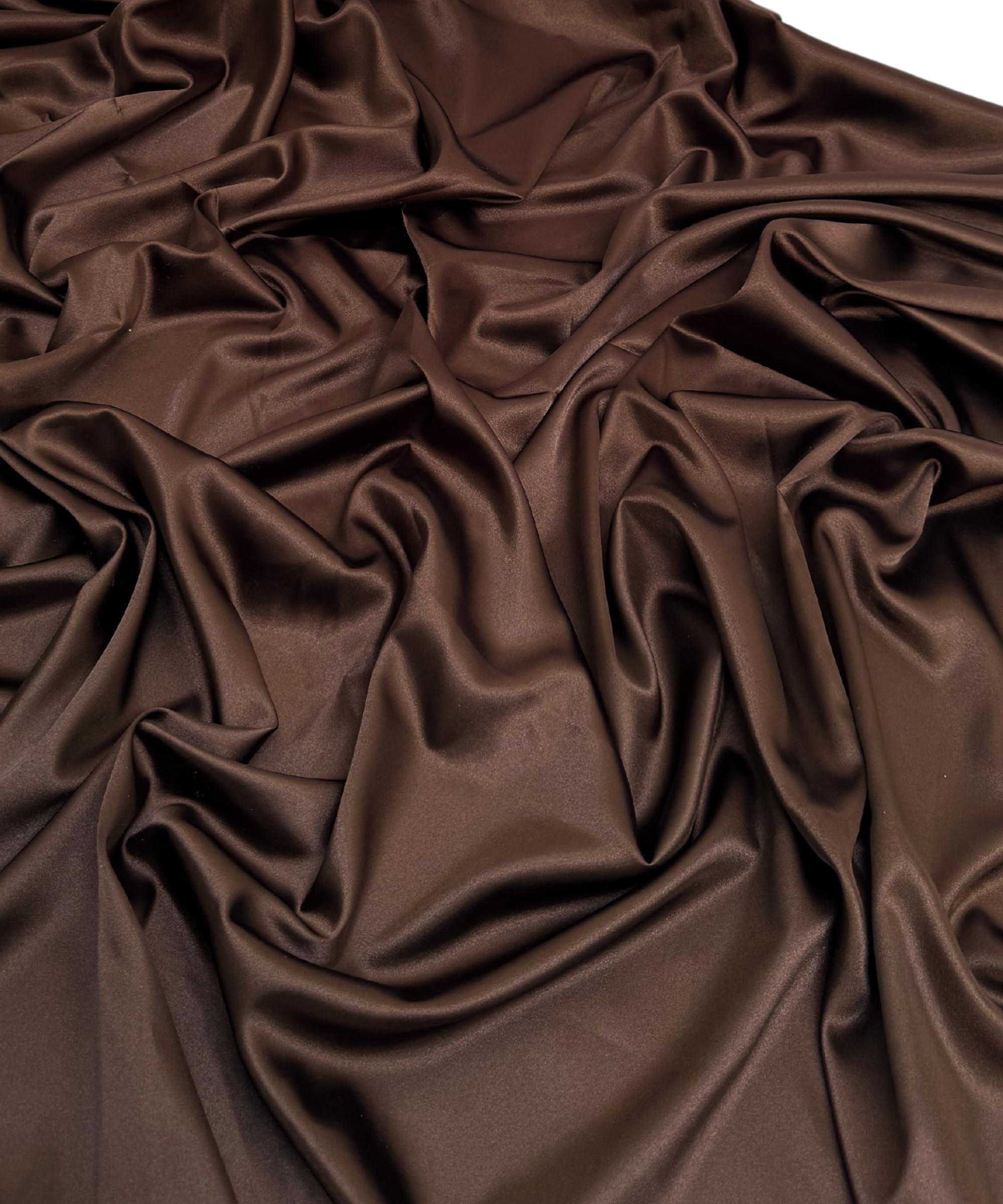 Stretch Satin Fabric by The Yard - 60” Wide, Premium Quality Silky Satin Charmeuse Fabric for Bridal Gowns, Wedding Dedor, Lingerie, Sewing (Brown, 1 Yard) - Image 8