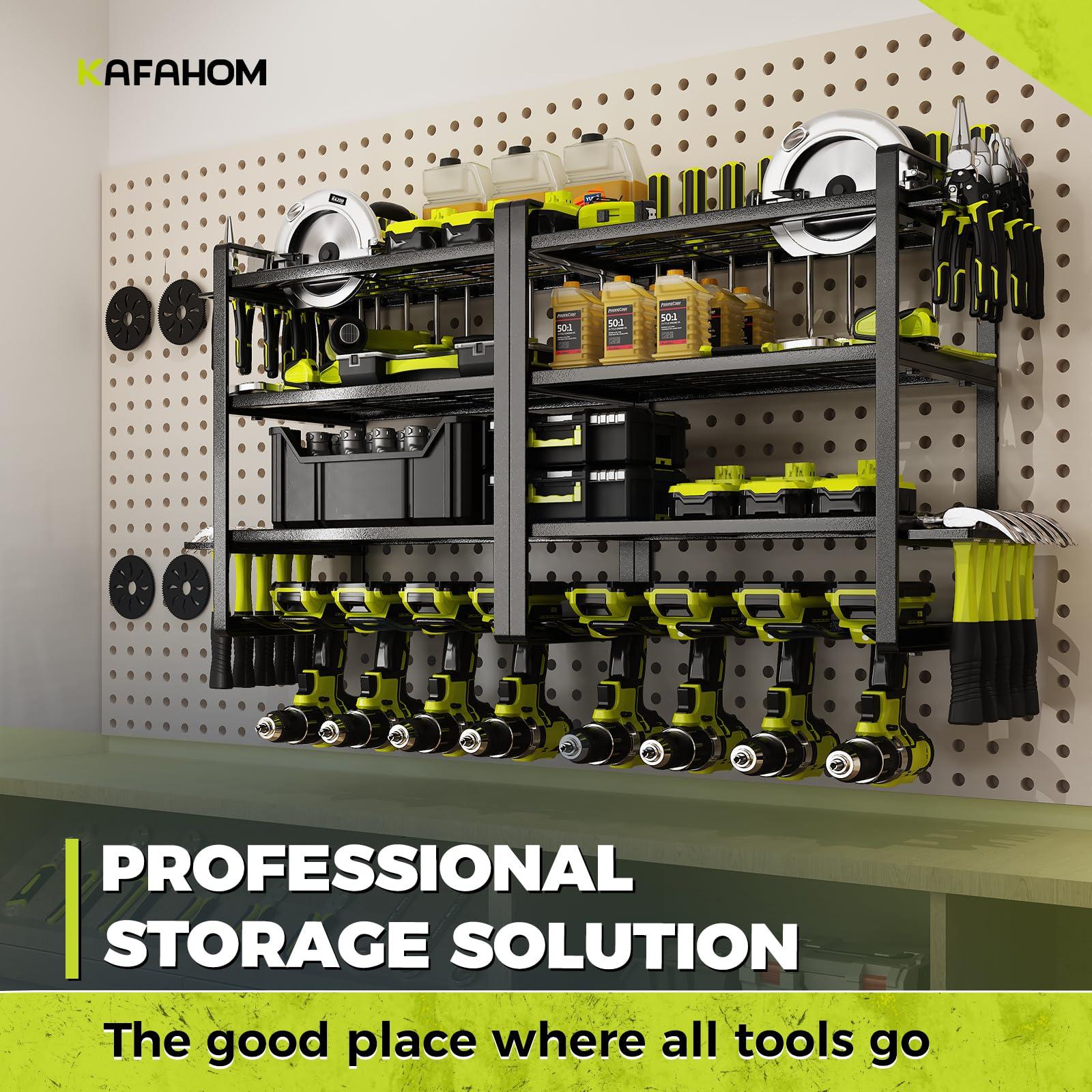 KAFAHOM Power Tool Organizer, 8 Drill Holder Wall Mount, 4 Layers Garage Tool Organizers and Storage Rack, Tool Shelf with Screwdriver/Plier/Hammer Holder - Image 5