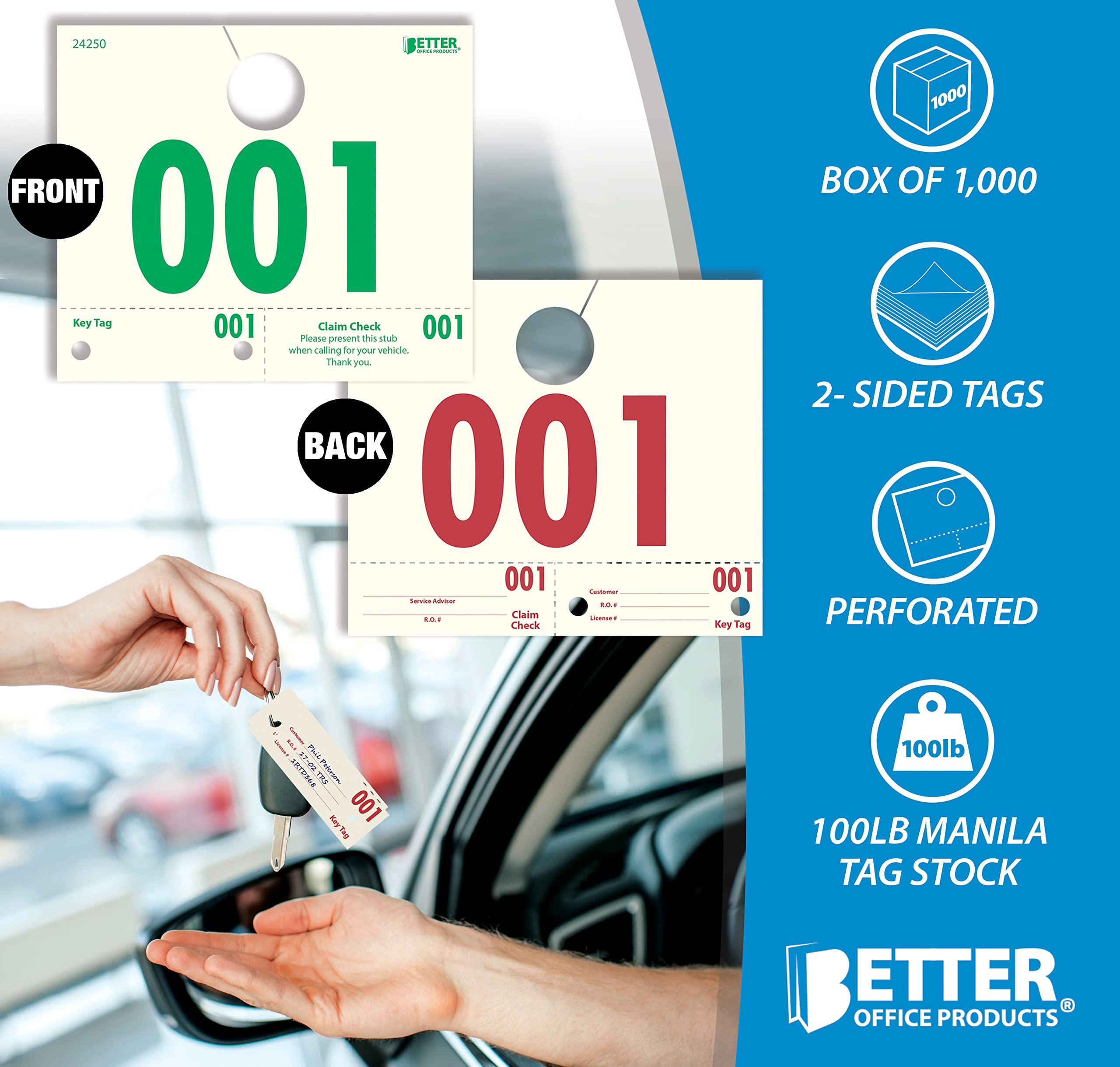 Better Office Products Service Dispatch Numbers, 1000 Count, Numbered 000-999, Car Repair Tags, Service Management System, 3 Part Double Sided Tags,(Box of 1000) - Image 2