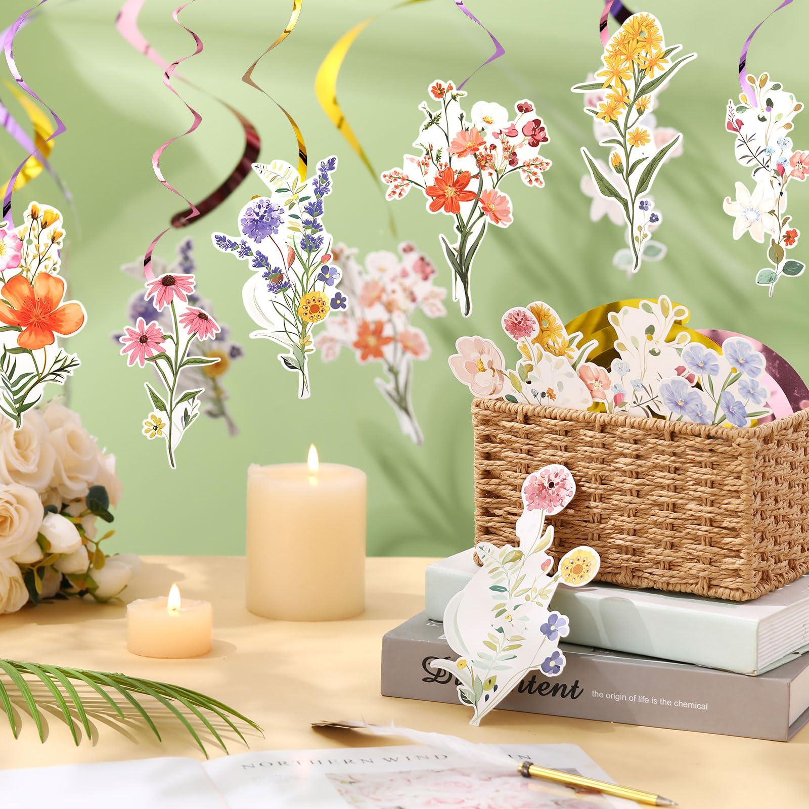 Trandraft 36 Pcs Wildflower Hanging Swirl Decorations Birthday Party Banners Baby Shower Party Decorations Hanging Streams Swirls for Baby Shower Gender Reveal Bridal Home Classroom Themed Supplies - Image 6
