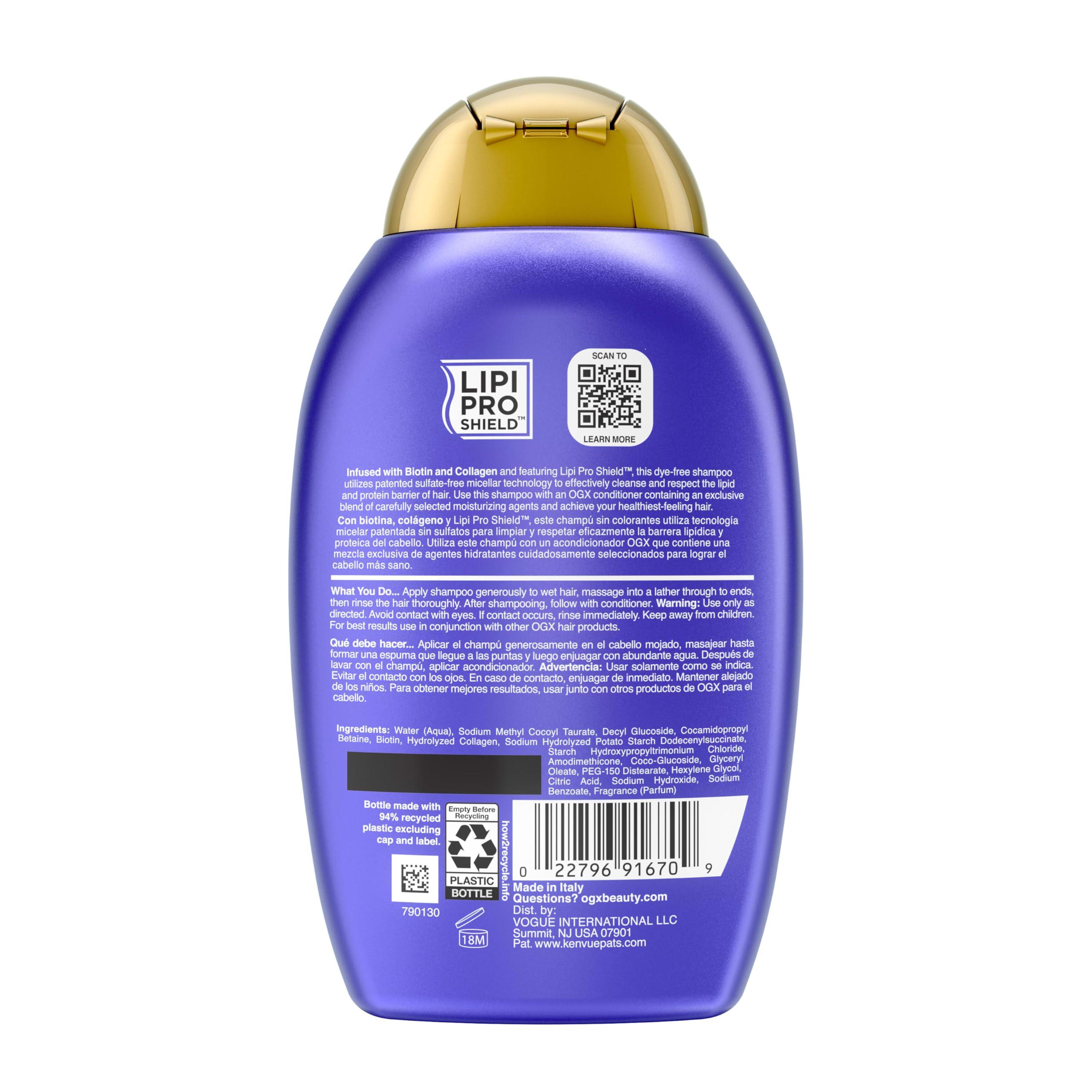 OGX Thick & Full + Biotin & Collagen Volumizing Shampoo, Nutrient-Infused Hair Shampoo with Vitamin B7 Biotin Gives Hair Volume & Body for 72+ Hours, Sulfate-Free Surfactants, 13 fl. oz - Image 7