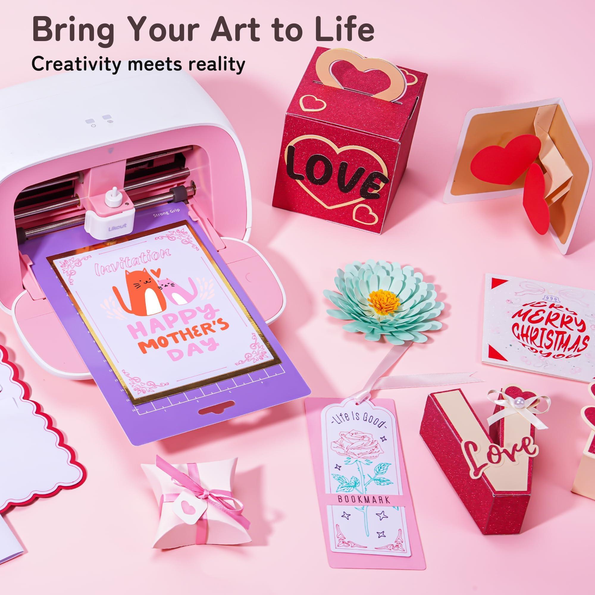 Likcut Vinyl Cutter Machine, Upgrade Cutting Machine Glee S501 for DIY Joy, Portable Smart Cutting Tool for Crafter, Sticker Decal Maker Printing for Family & School Fun Projects and Decorations, Pink - Image 8