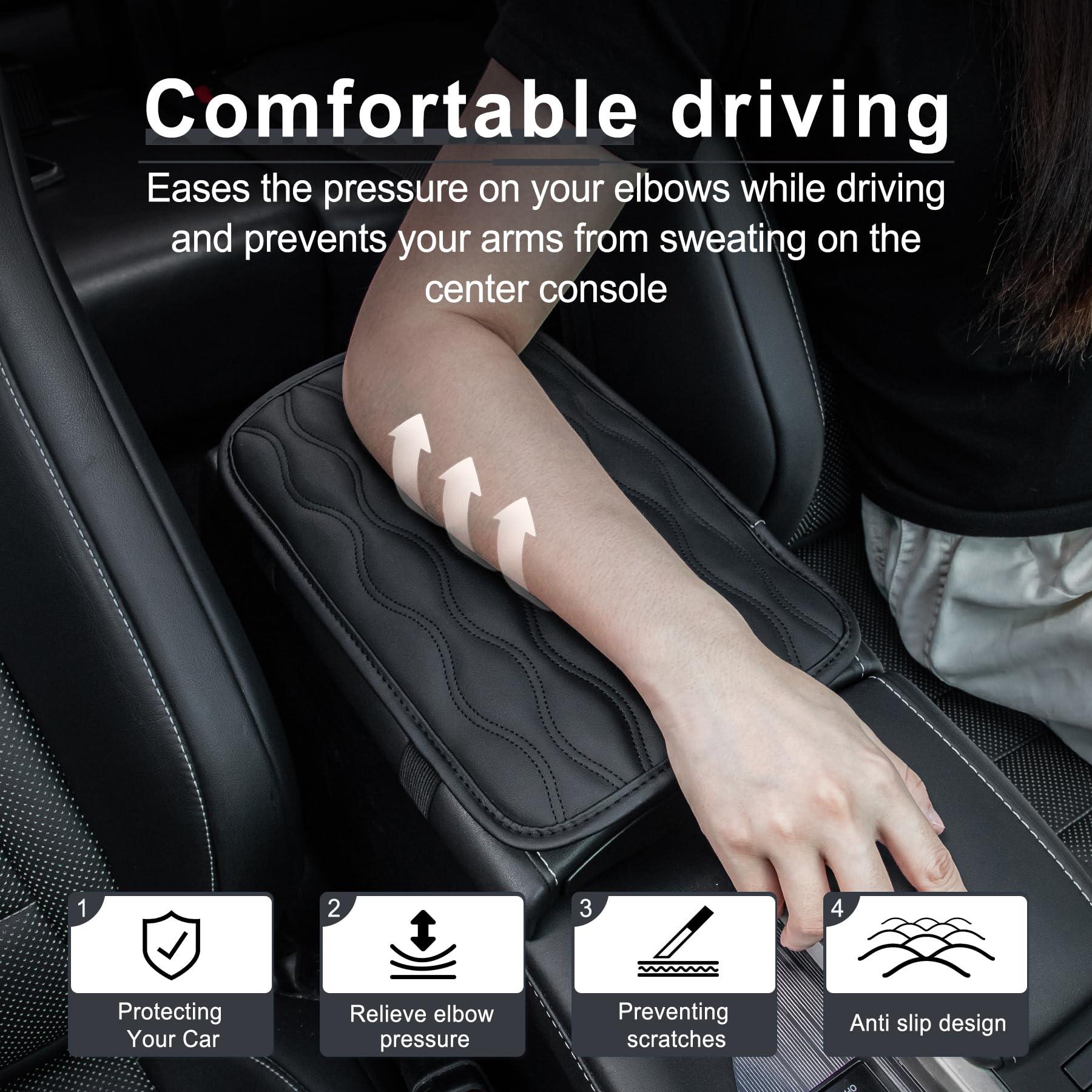 Amiss Auto Center Console Pad, Universal Waterproof Armrest Seat Box Cover, Car Interior Accessories, Leather Auto Armrest Cover Protector for Most Vehicle, SUV, Truck (Black) - Image 4