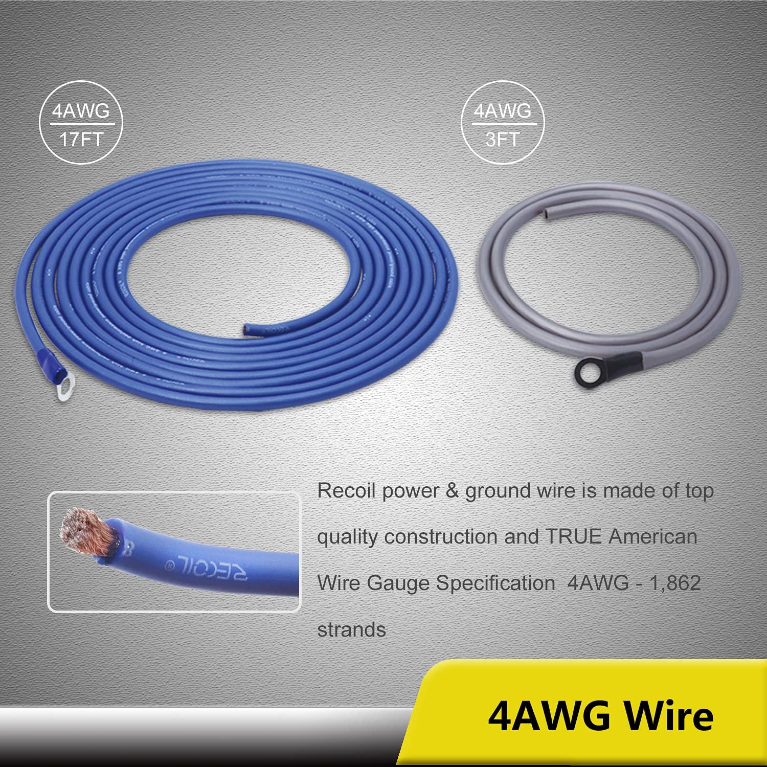 Recoil RC4D True 4 Gauge Car Audio Dual Amplifiers CCA Wiring Installation Kits with OFC RCA Cable - Image 2
