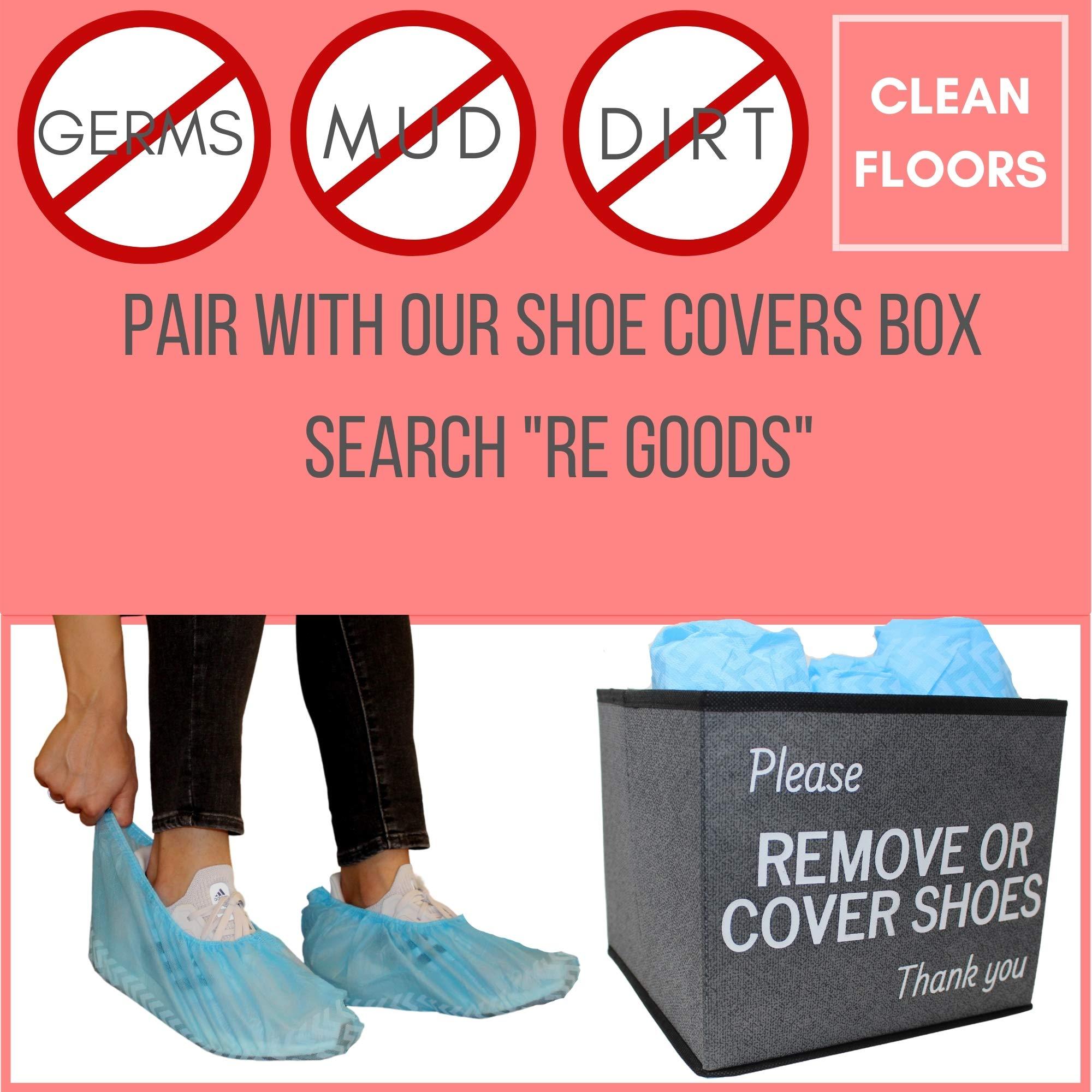 RE GOODS Shoe Covers | X Large - Extra Thick - Non Slip Soles | 100 Pack | Blue Disposable Boot and Shoe Booties | Water Resistant | 35 GSM Non Woven | Indoor or Outdoor Use - Image 2