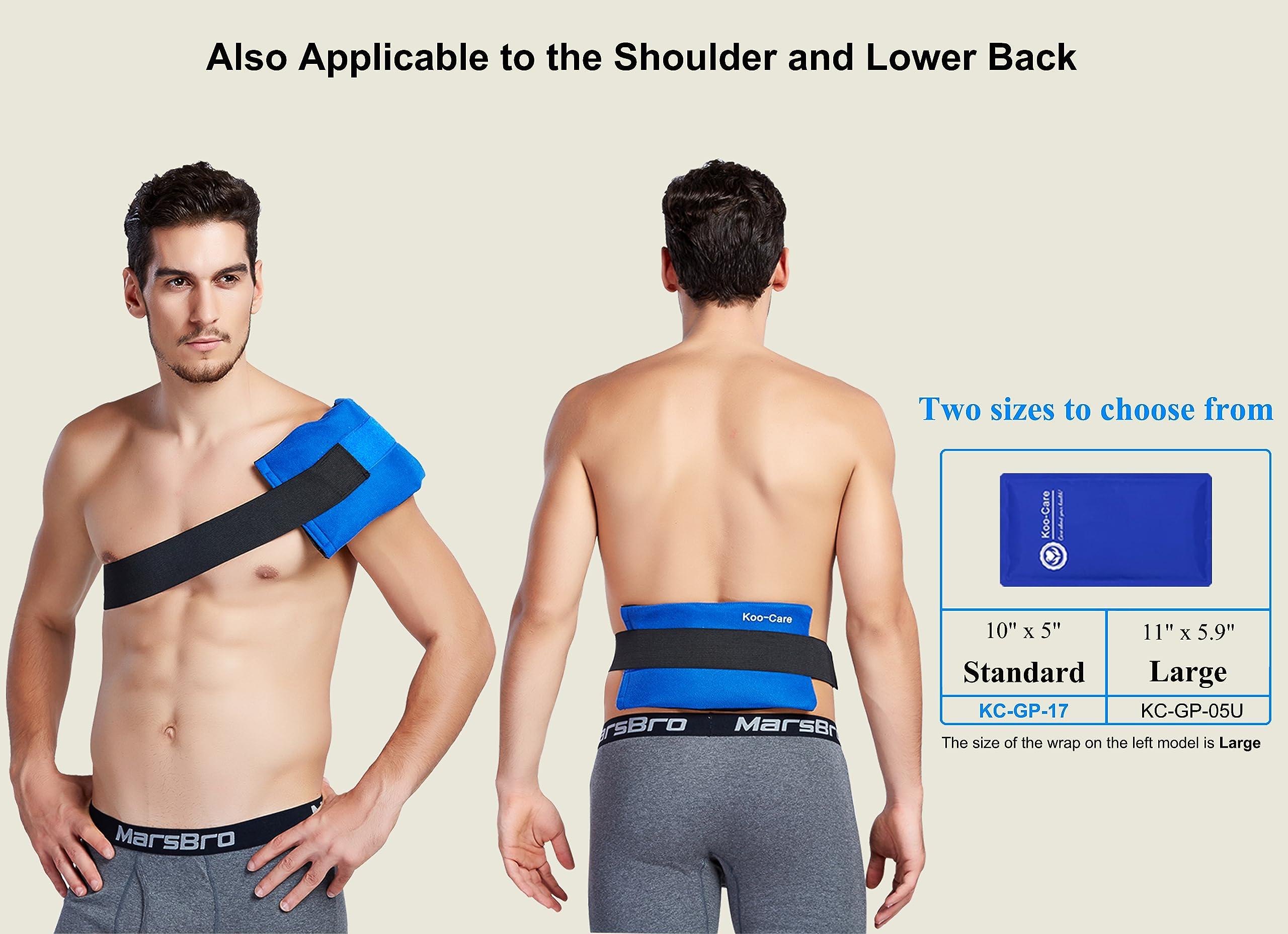 Koo-Care 2 Gel Ice Pack for Injuries Reusable Flexible Hot Cold Pack Wrap with Elastic Strap Cold Compress for Head Shoulder Arm Elbow Wrist Lower Back Knee Ankle - Pain Relief for Migraine 10" x 5" - Image 3