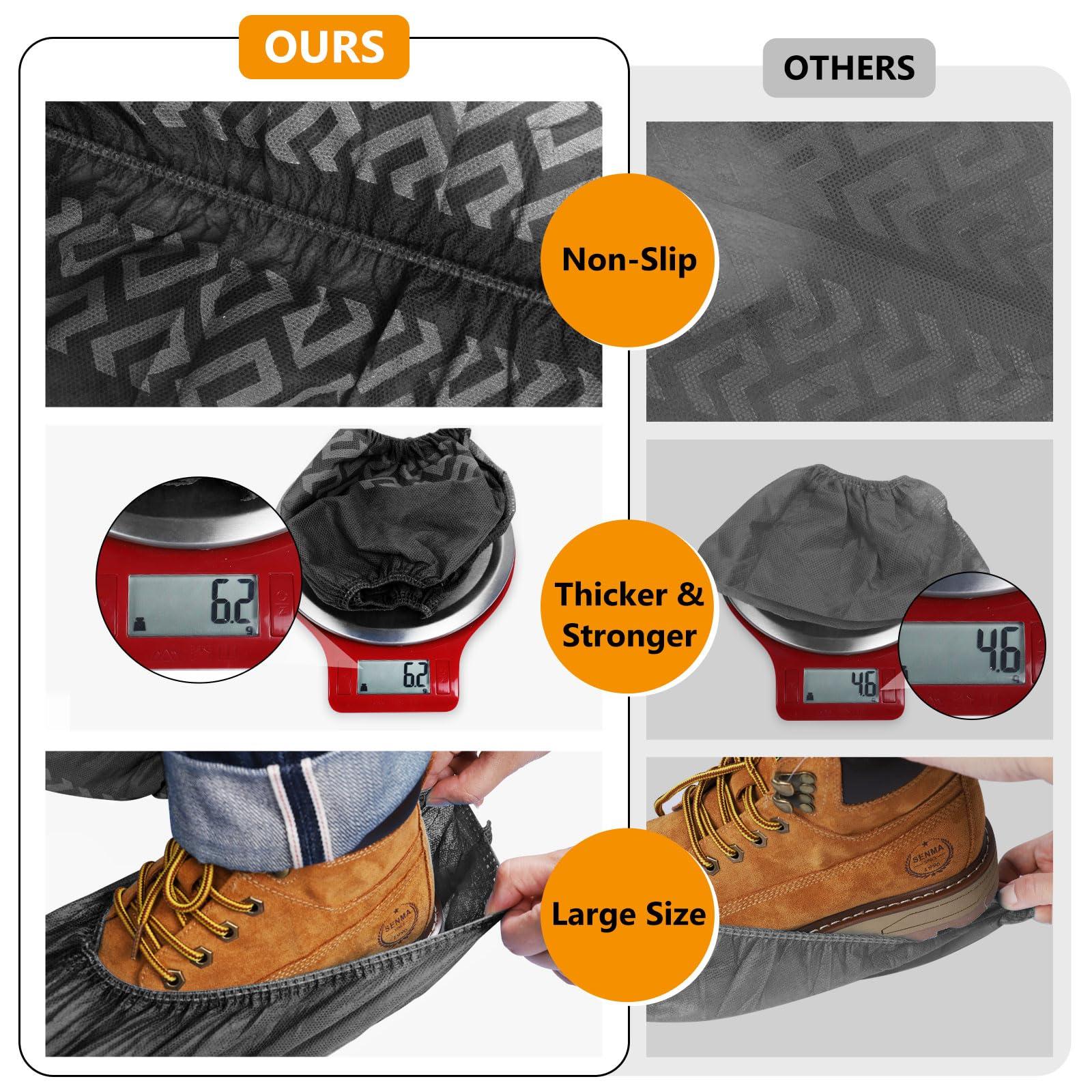 squish 200 Pack Shoe Covers Disposable Non-Slip, Black Non-Woven Fabric Boot Covers for Indoors Breathable Slip Resistant Durable Boot&Shoes Cover, Protector Covers Fits Virtually Most Shoes - Image 4