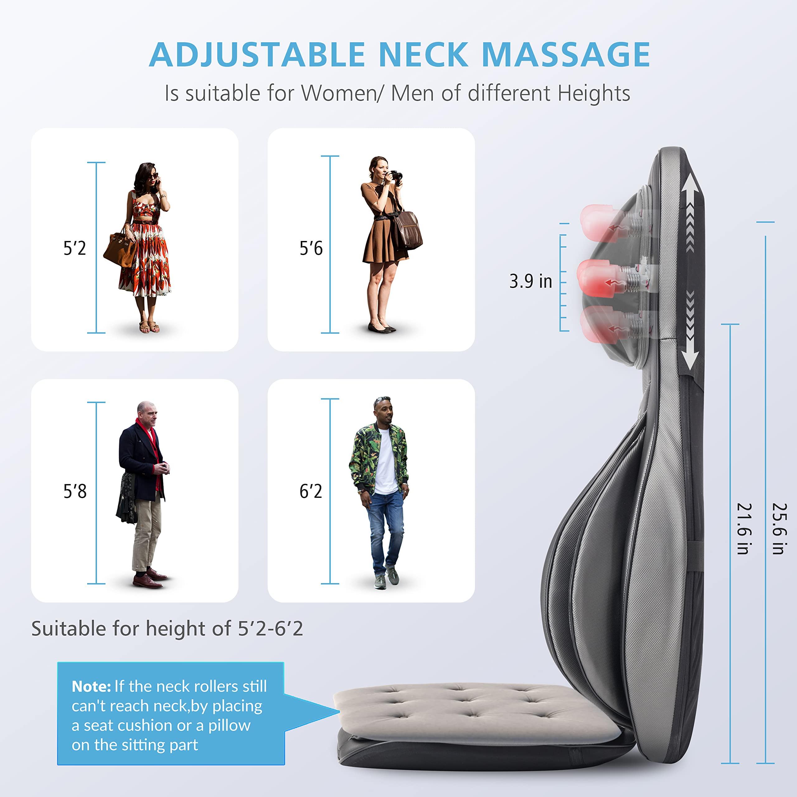 COMFIER Massager Chair with Heat, Shiatsu Neck Back Massager Portable with Compress & Rolling,Massage Chair Pad for Full Back,Neck,Full Body Pain, Gray - Image 2