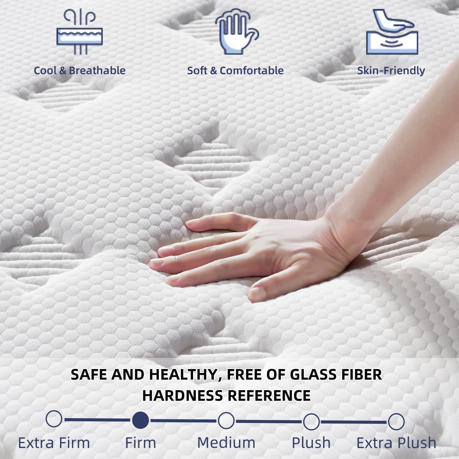 EEN EEN SLEEP Full Size Mattress [Upgraded Strengthen] 12 Inch Firm Full Mattress in a Box, Hybrid Mattresses with Gel Memory Foam and Independent Pocket Springs, Release Stress, Strong Edge Support - Image 3