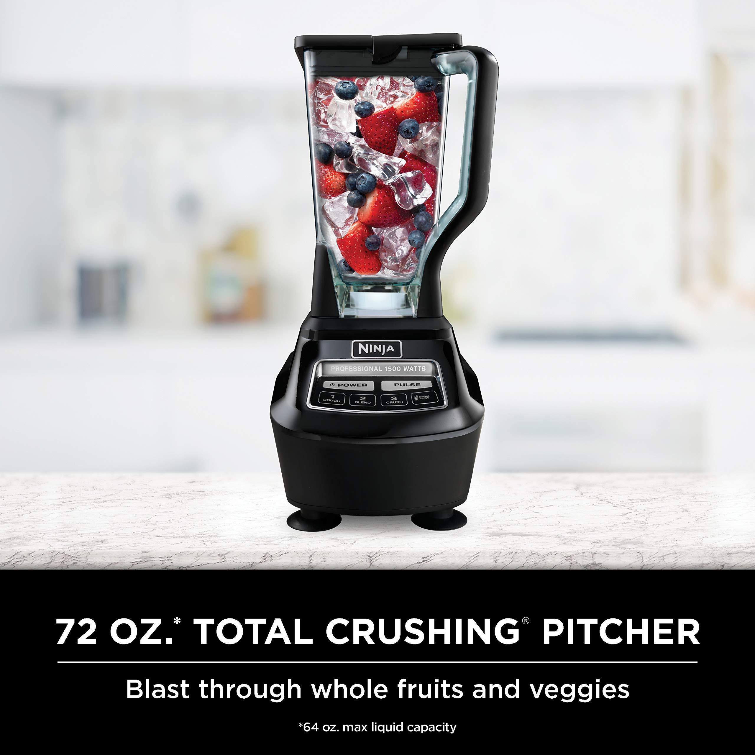 Ninja Blender, Mega Kitchen System, 1500W, 4 Functions for Smoothies, Processing, Dough, Drinks & More, with 72 Blender Pitcher, 64 Processor Bowl, 2 Nutri Cups + Lids, Black, BL770 - Image 2
