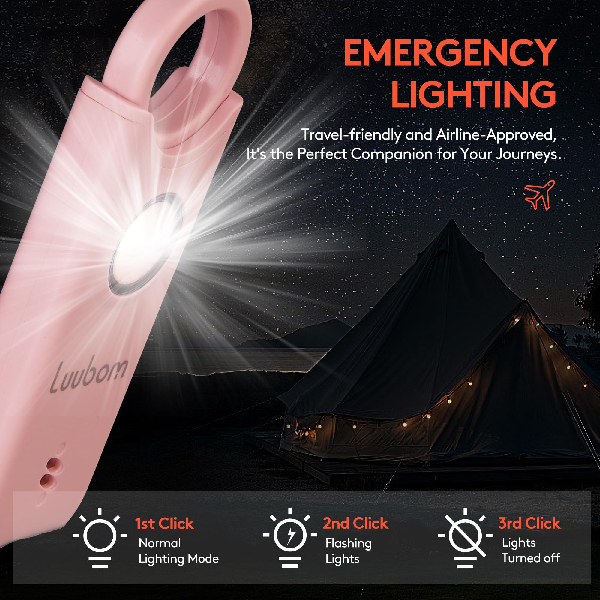 Luubom Rechargeable Personal Safety Alarm for Women with Keychain, SOS Strobe Light, Vibration Sensor Auto-Alarm, Self Defense Loud Siren 135dB for Kids Elderly, Pink - Image 5