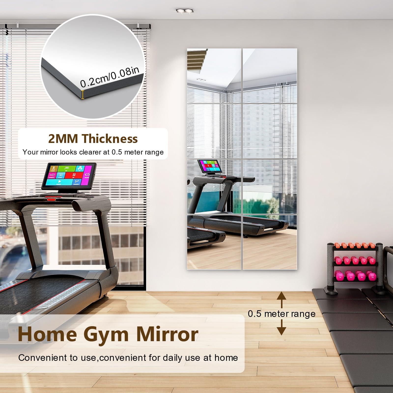 Shiftshade 4 Pack Wall Mirror Full Length, 12 x 12 Inch Acrylic Mirror Tiles, Shatterproof Flexible Plastic Mirror Sheets for Bedroom Home Gym Door - Image 5