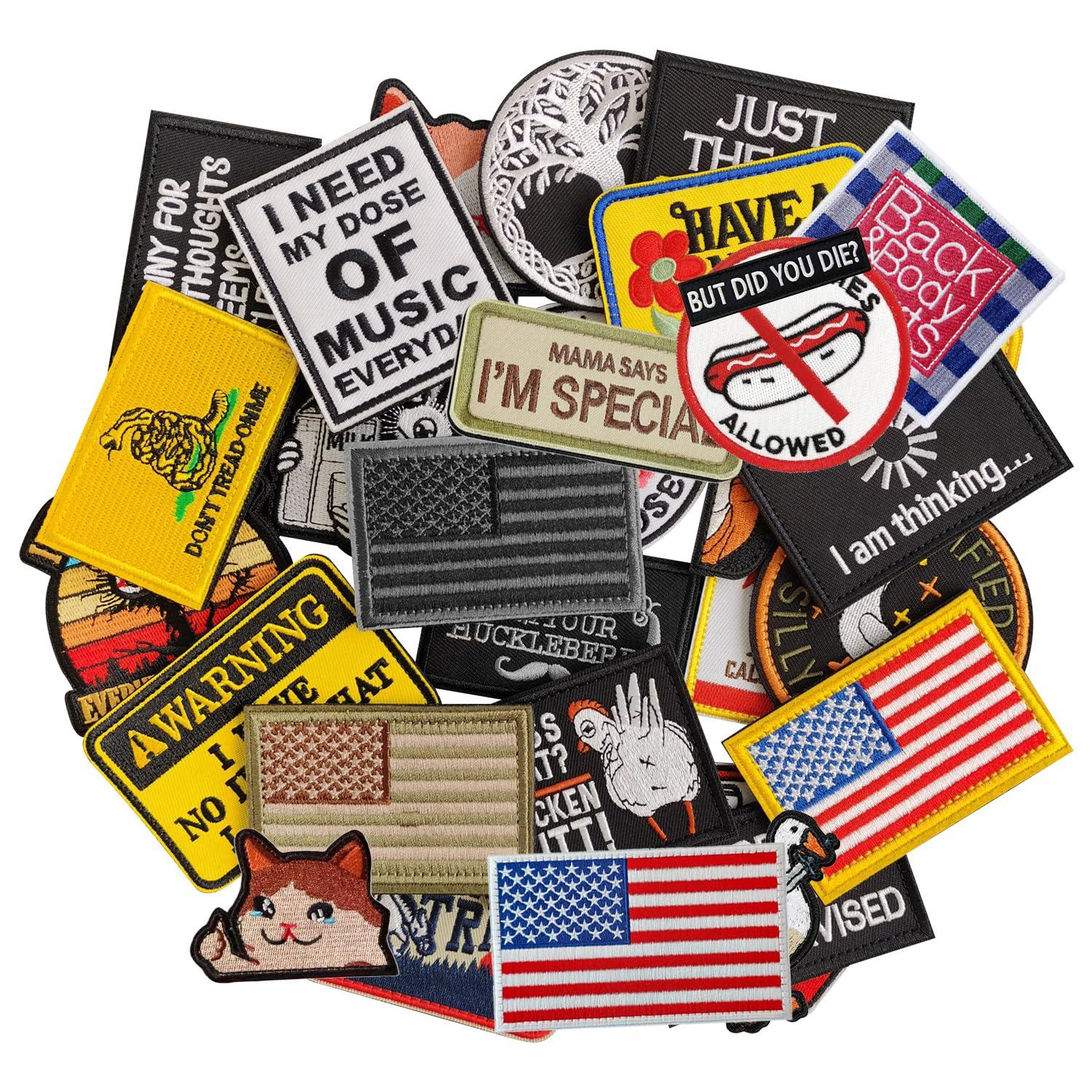 EMORBALS 24Pcs Random Funny Patches with Hook and Loop, Embroidered Morale Patches, Meme Military Patch for Backpacks, Tactical Bag, Vests(Style-2) - Image 4