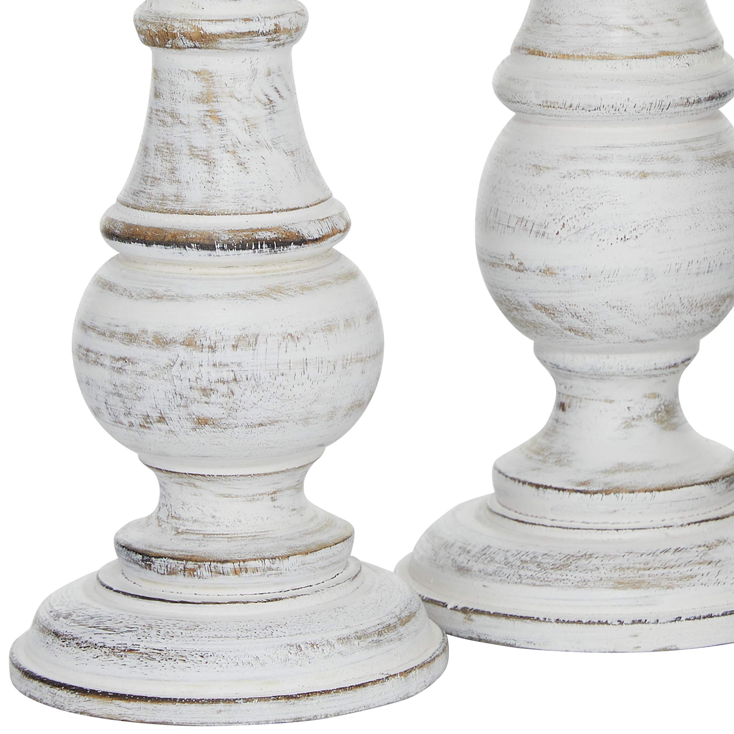 Deco 79 Mango Wood Decorative Candle Holder Turned Style Pillar Candle Stand, Set of 3 Candlestick Holder 10", 8", 6”H, White - Image 10