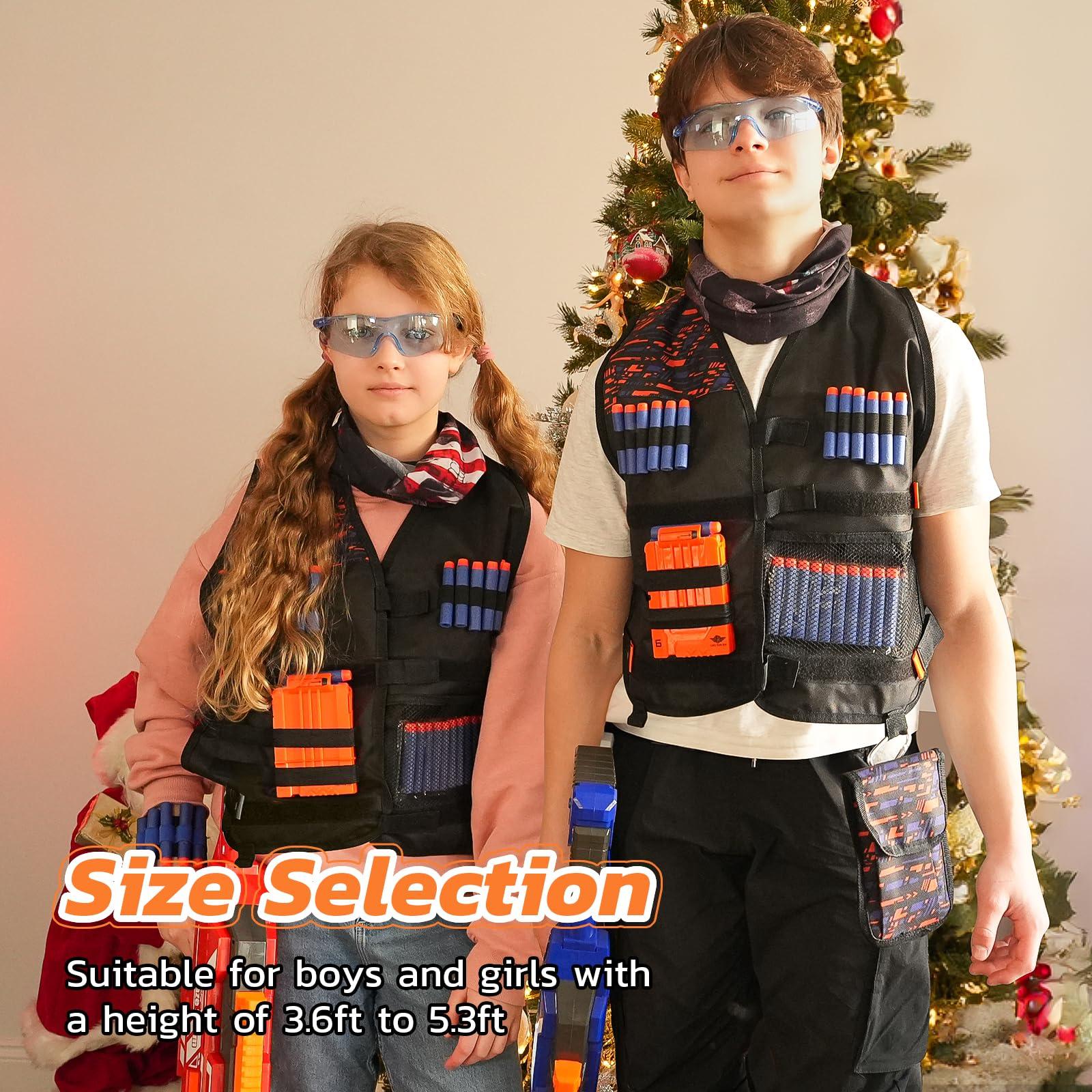 UWANTME Kids Tactical Vest Kit for Nerf Guns Elite Series with Refill Darts,Tactical Mask Wrist Band,Protective Glasses,Toys for 7 8 9 10 12 Year Old, Orange - Image 6