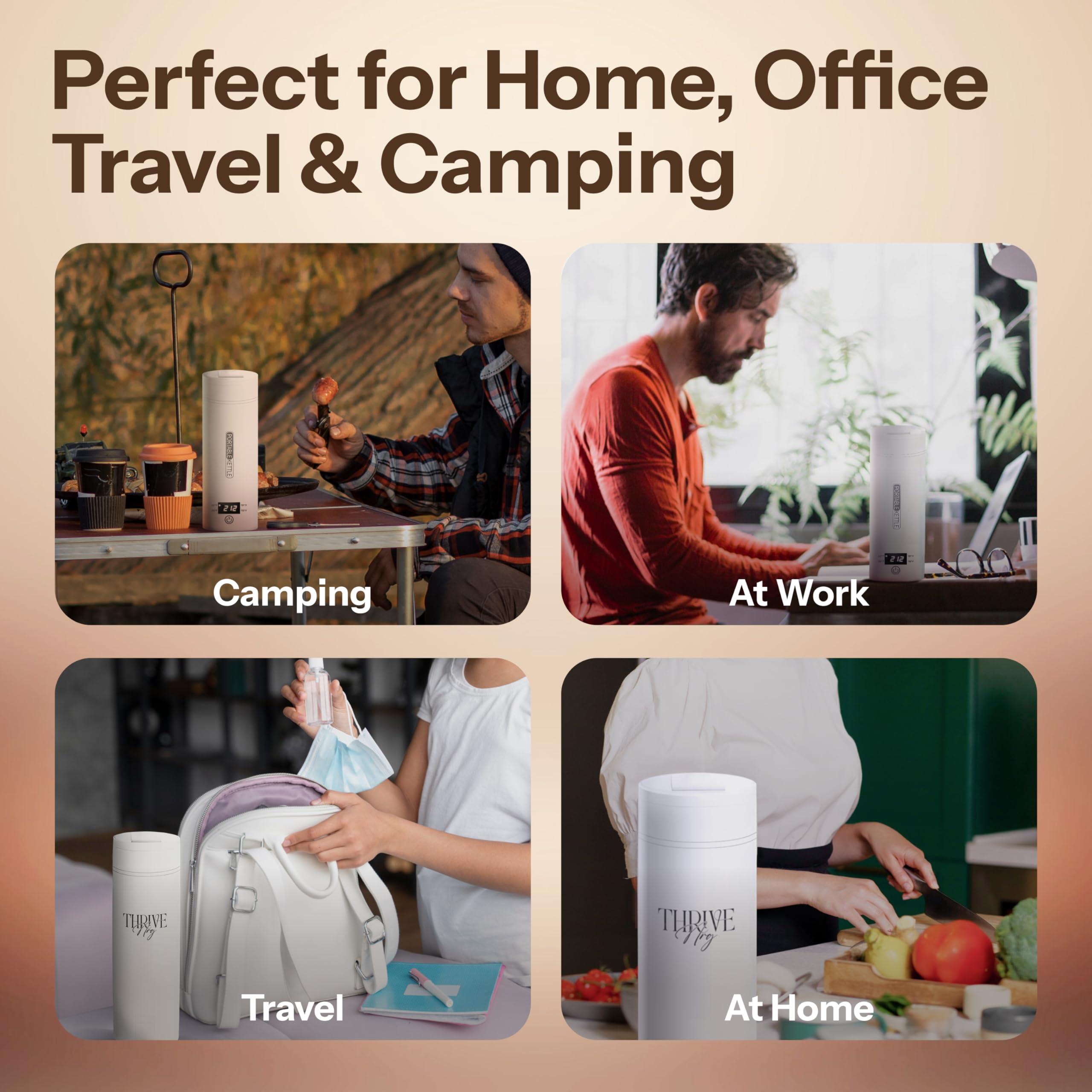 Thrive NRG Travel Electric Portable Kettle, Small Travel Kettle for Tea and Coffee - 304 Stainless Steel, 450mL Mini Hot Water Boiler with 4 Temperature Presets, LCD Display, and Auto Shut-Off - Image 7