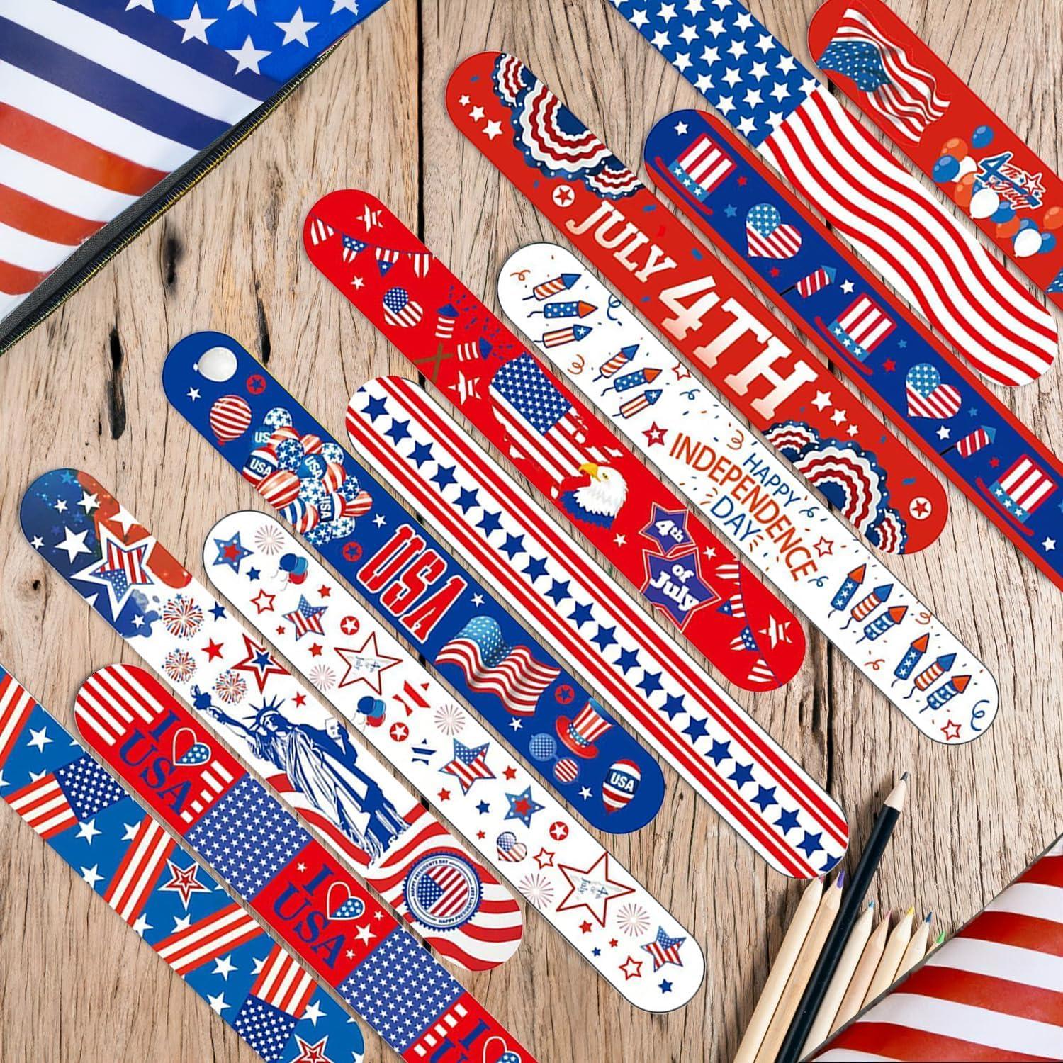 【12 Patterns 36PCS】 4th of July Slap Bracelets Bulk 4th of July Accessories Patriotic Party Favors Parade Throws Fourth of July Party Supplies Toys Gifts USA Accessories Fourth of July Deals - Image 4